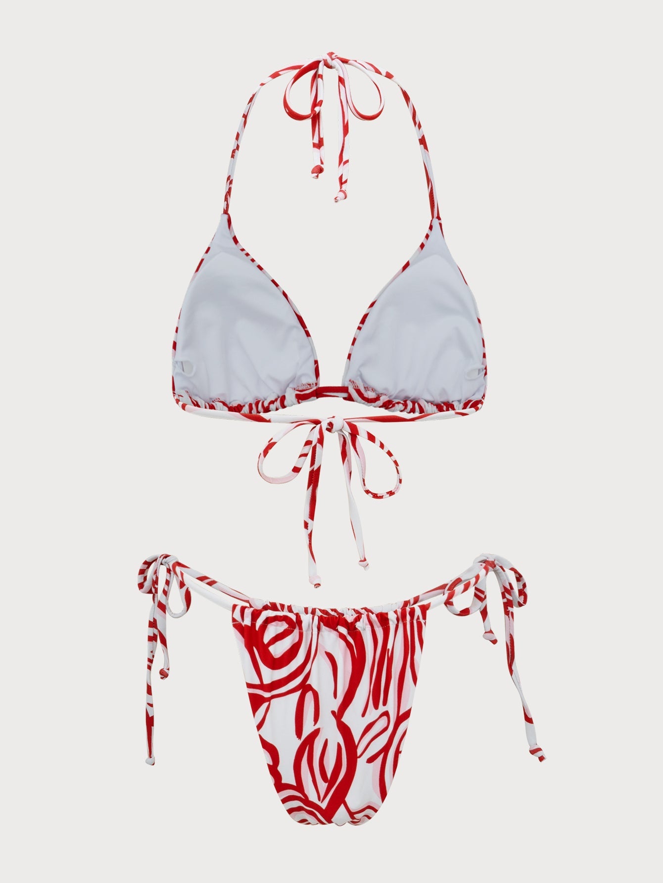 Red Rose Print Bikini Set