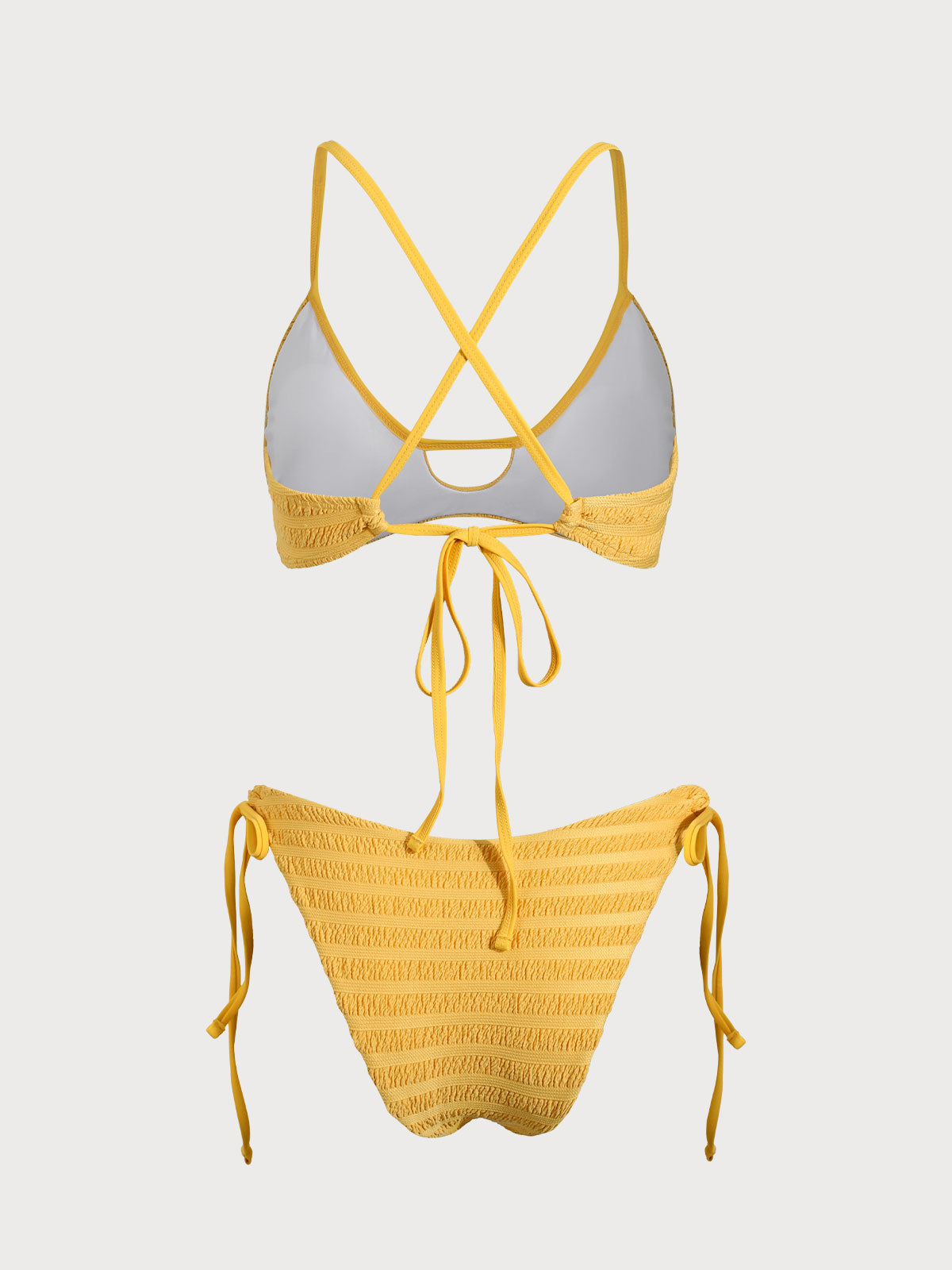 Yellow Cutout Textured Bikini Set
