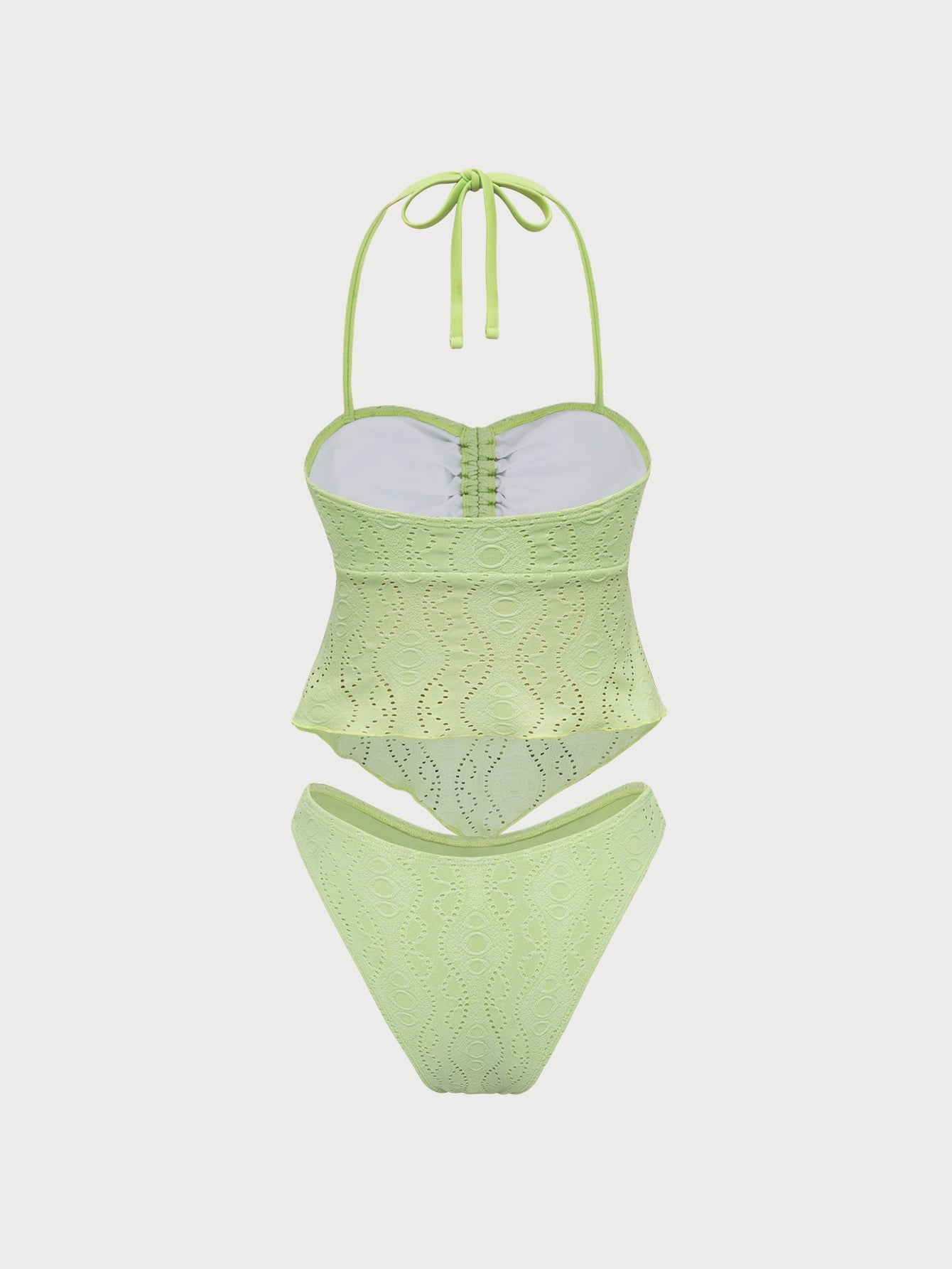 Green Ruched Irregular Hem Tankini Swimsuit