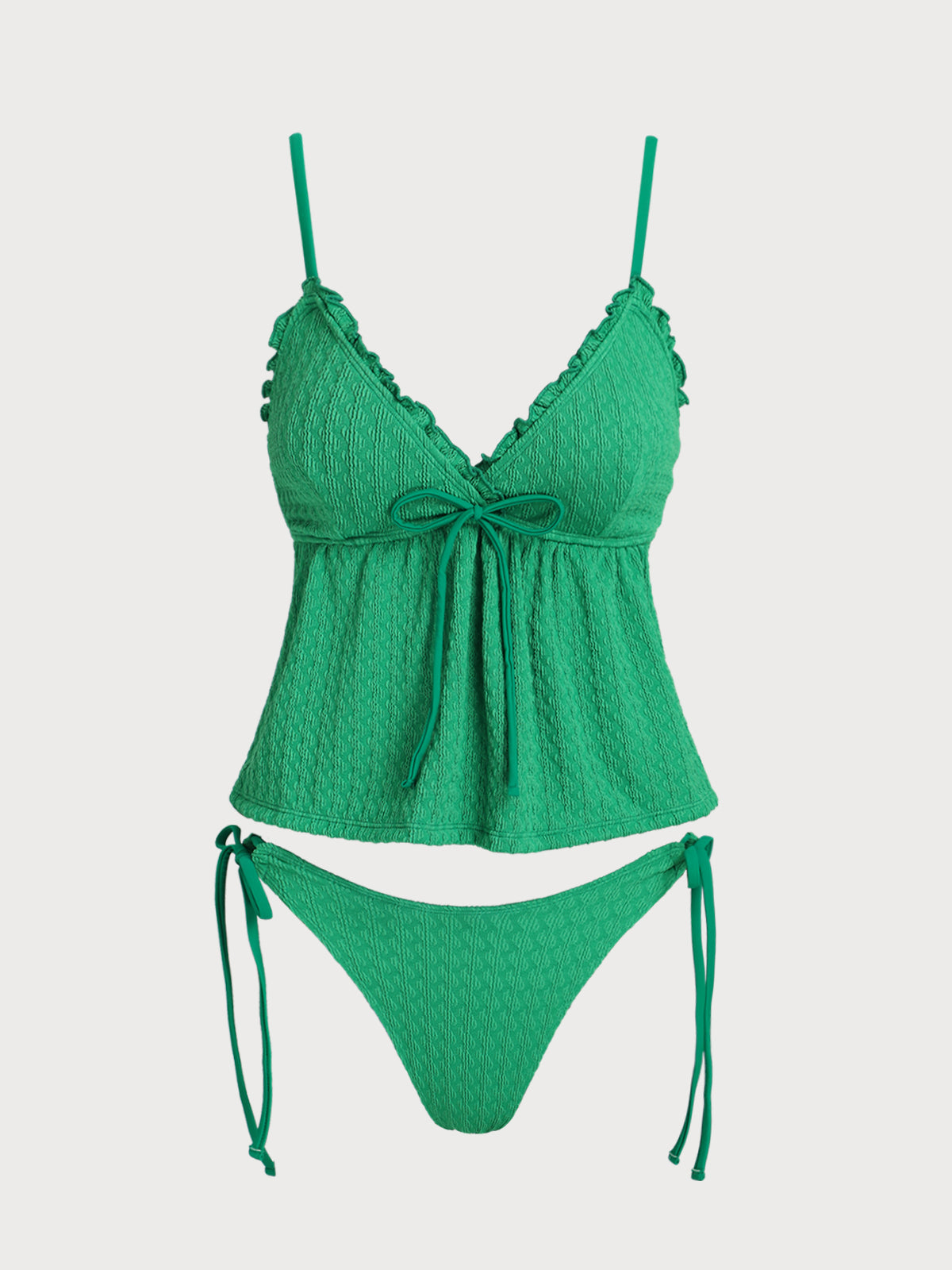 Green Ruffle Skirt Tankini Swimsuit