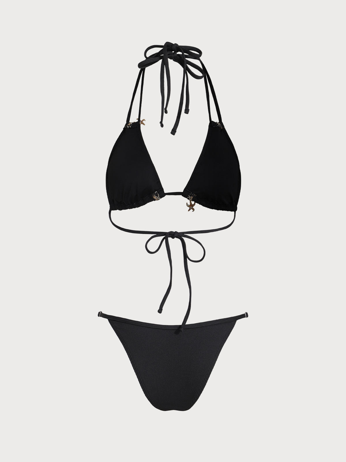 White Halter Triangle Bikini Set