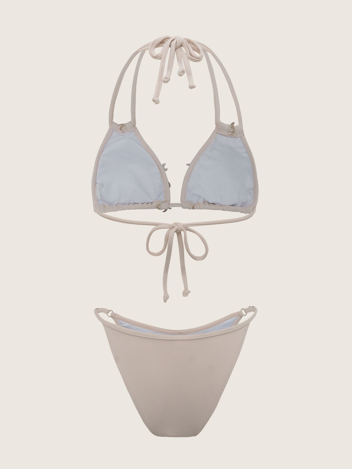 White Halter Triangle Bikini Set
