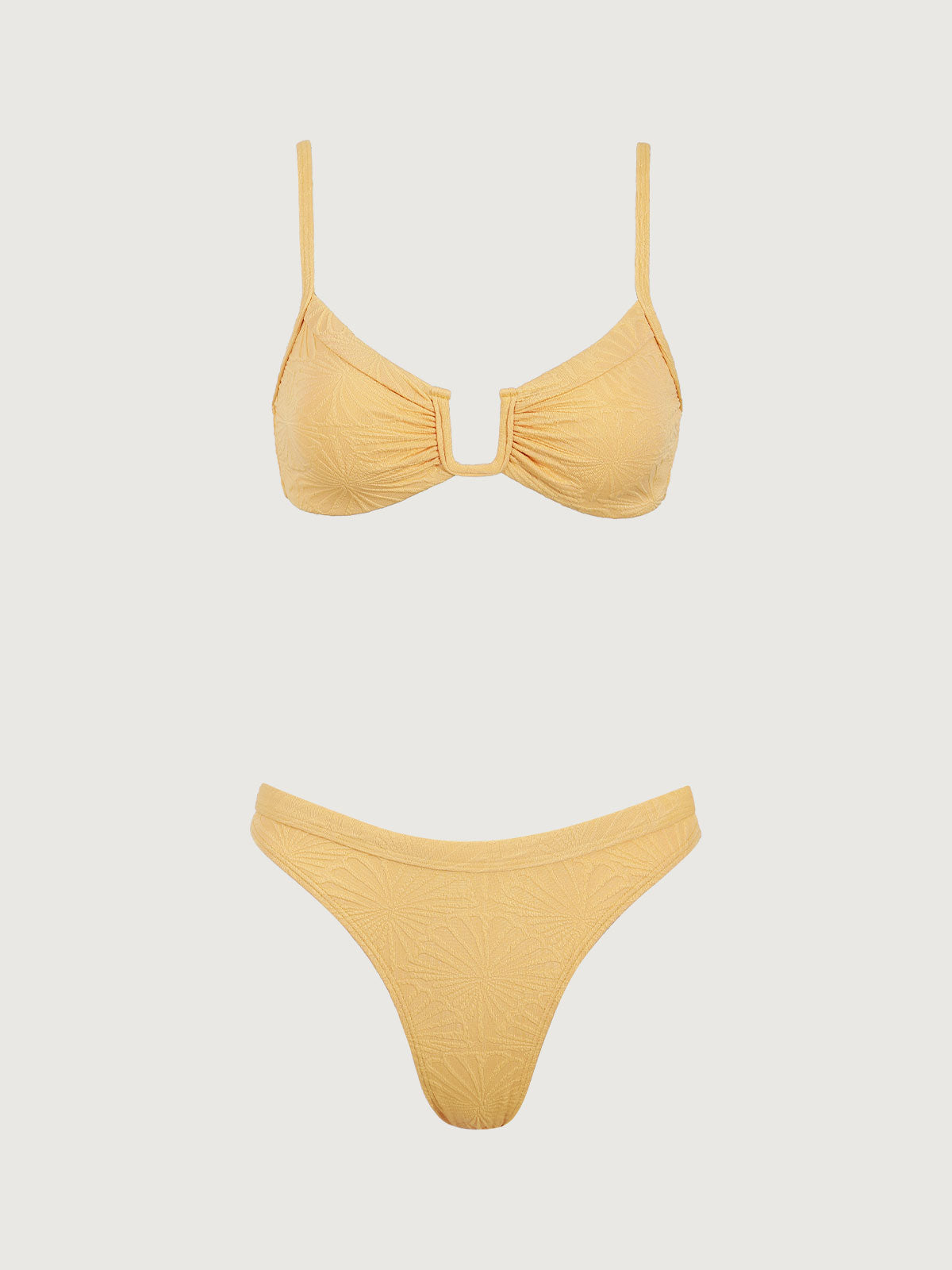 Yellow U-Shaped Bikini Set