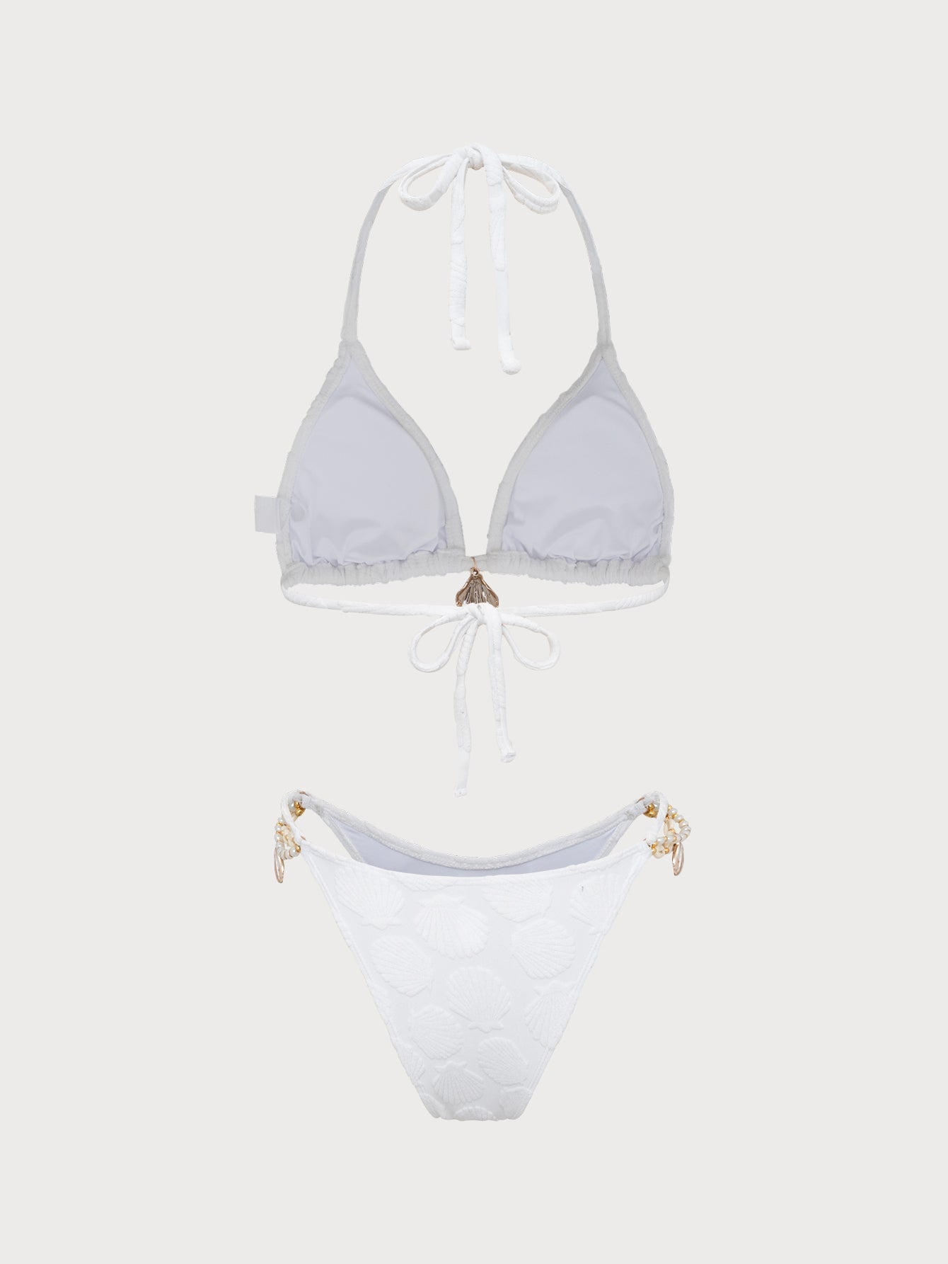 White Shell Trim Bikini Set