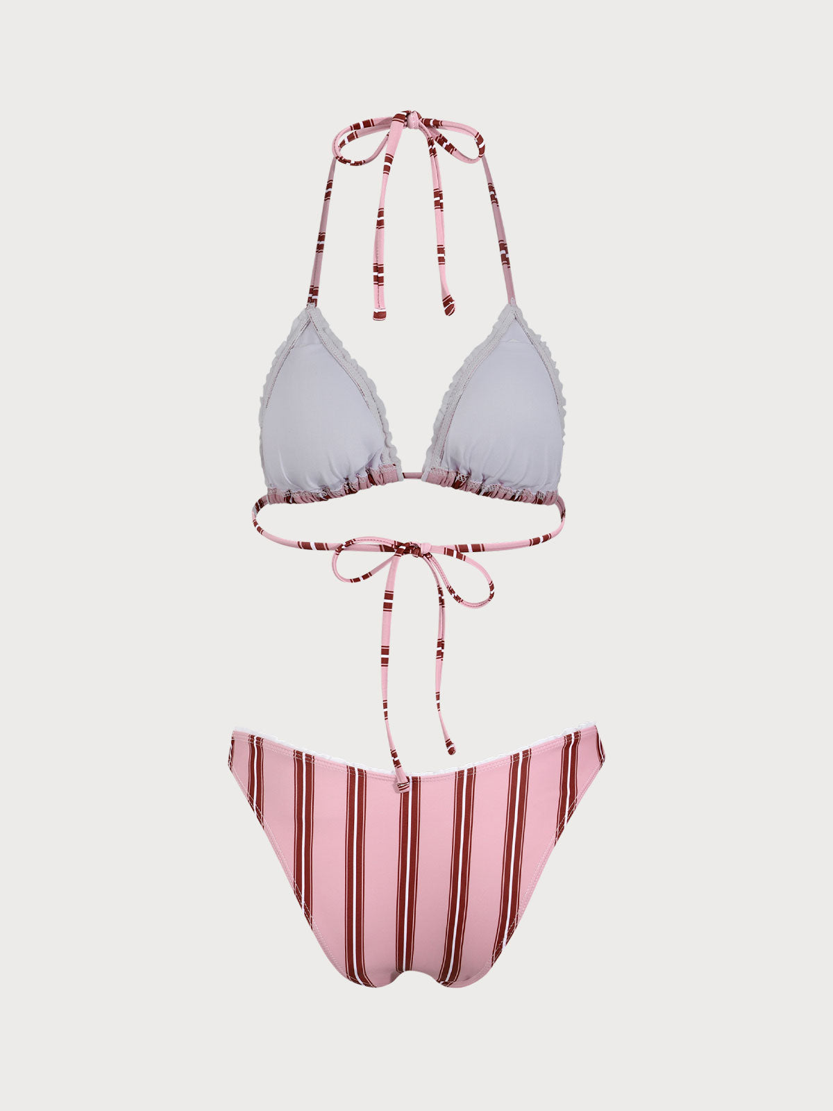 Pink Stripe Print Bikini Set