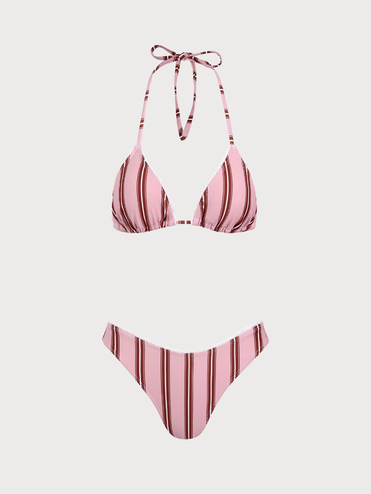 Pink Stripe Print Bikini Set