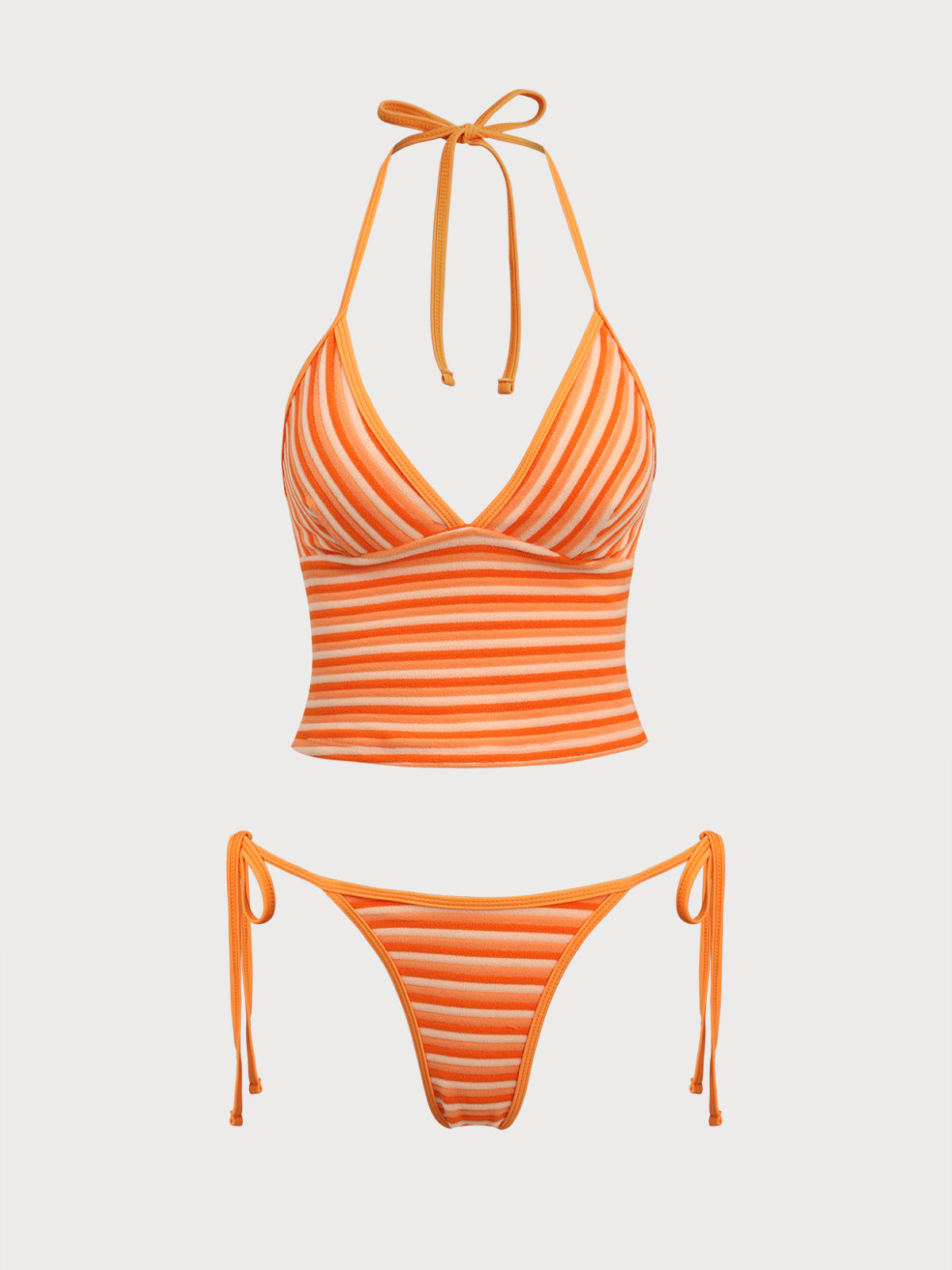 Orange Striped Tankini Swimsuit