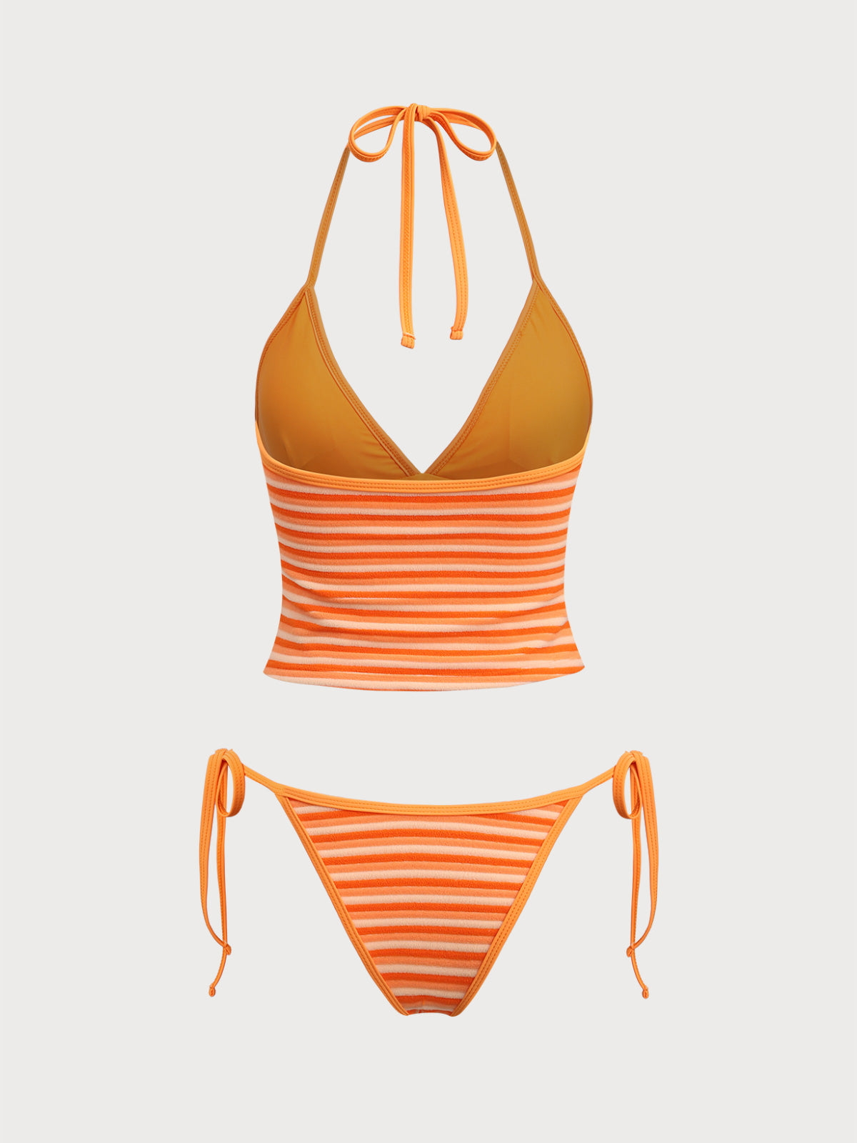 Orange Striped Tankini Swimsuit