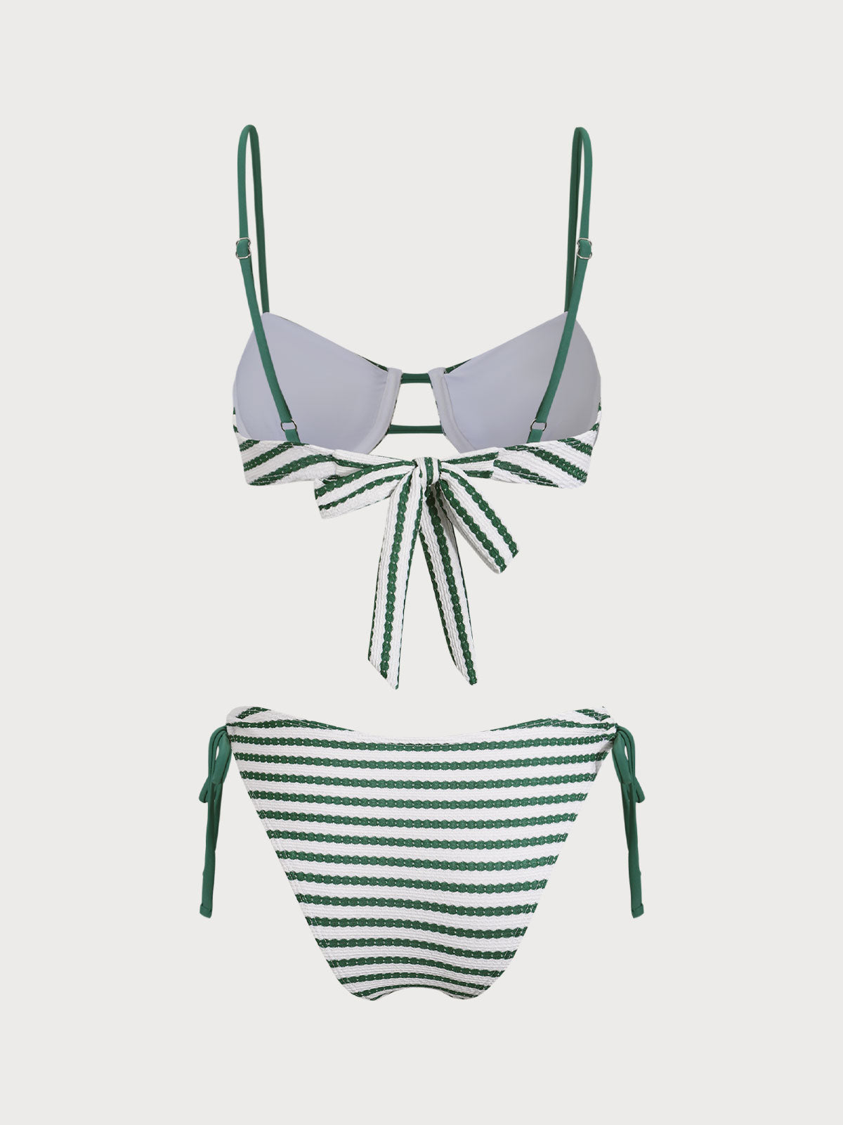 Green Striped Underwire Bikini Set