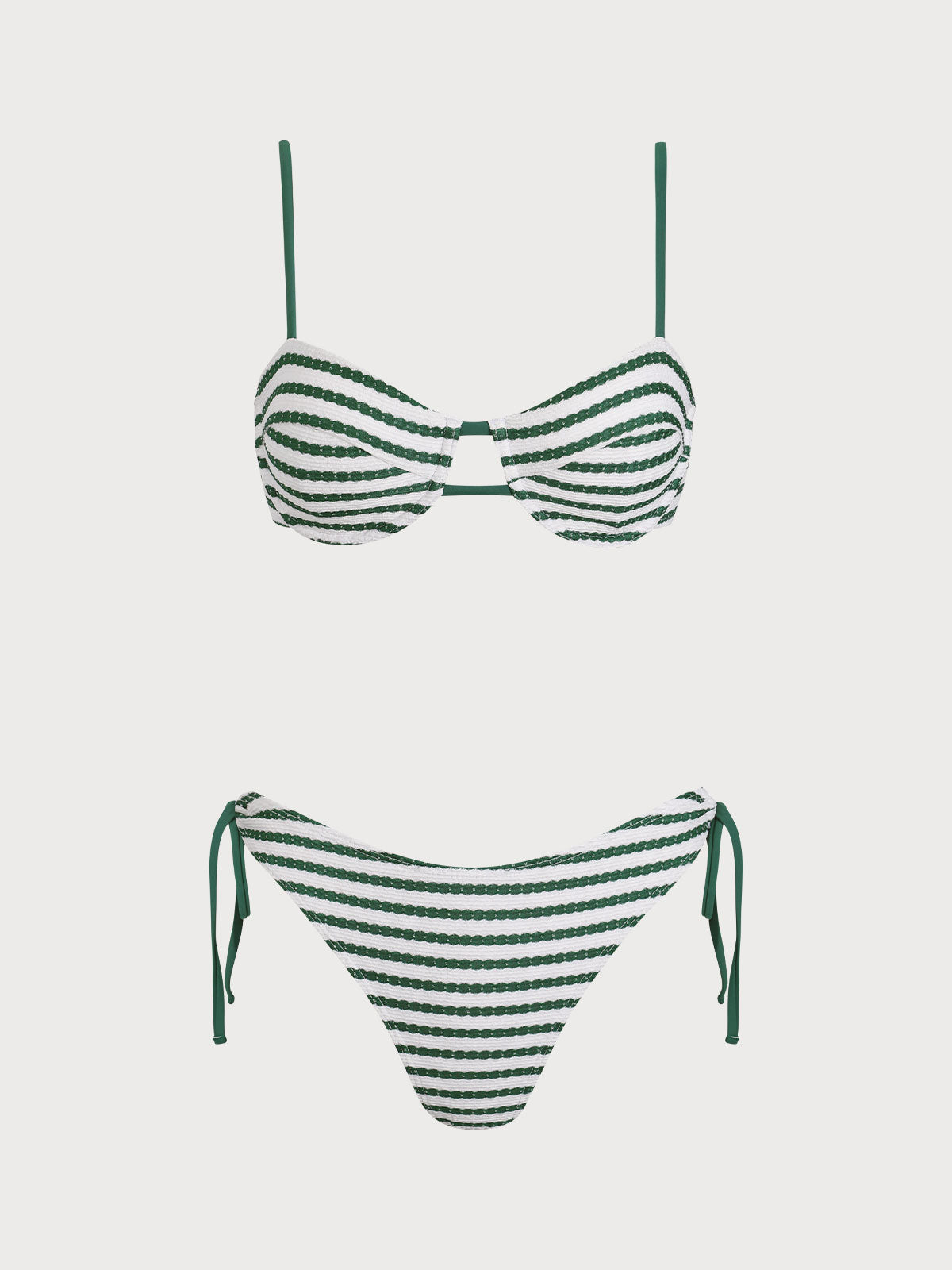 Green Striped Underwire Bikini Set