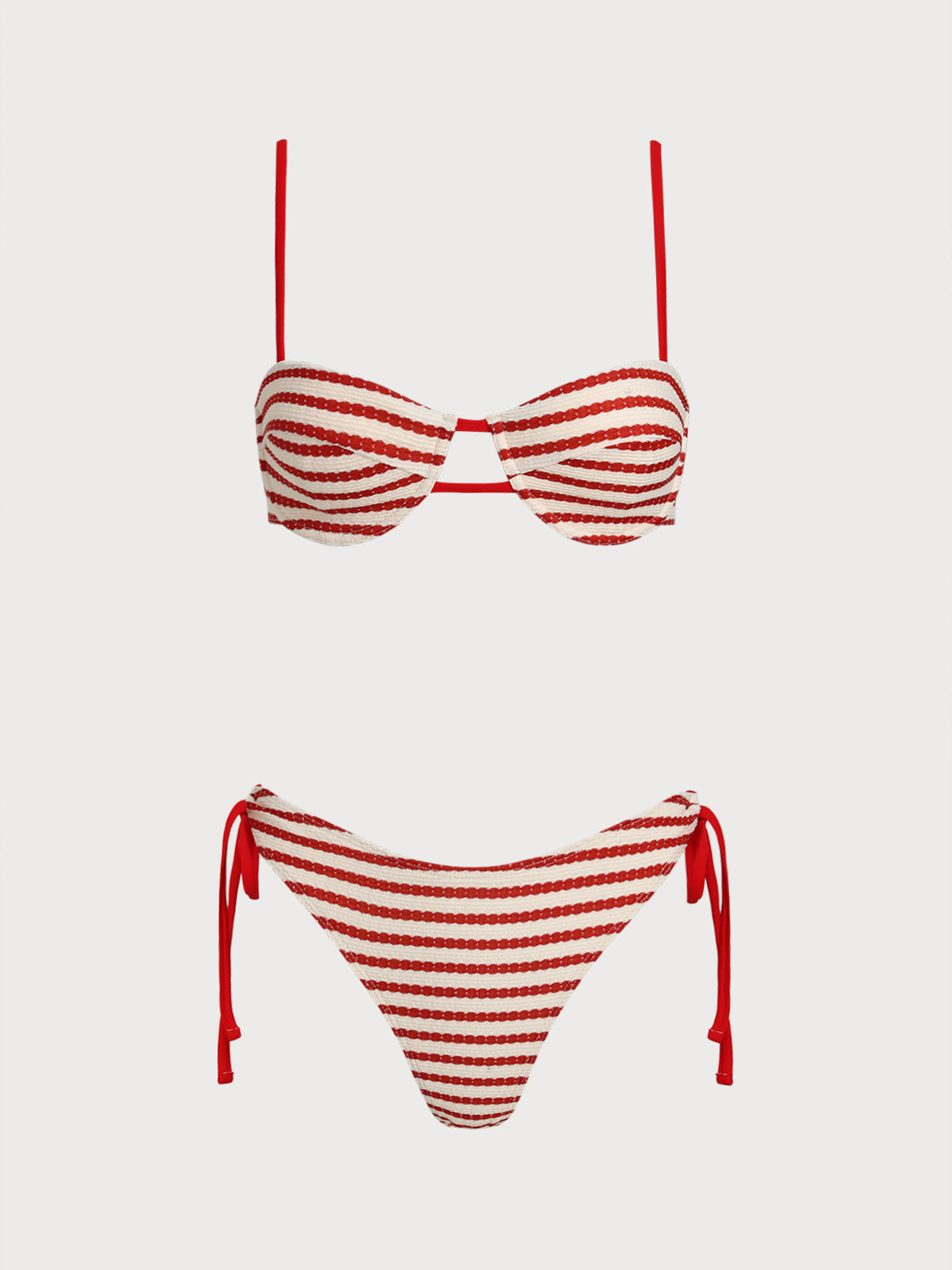 Green Striped Underwire Bikini Set