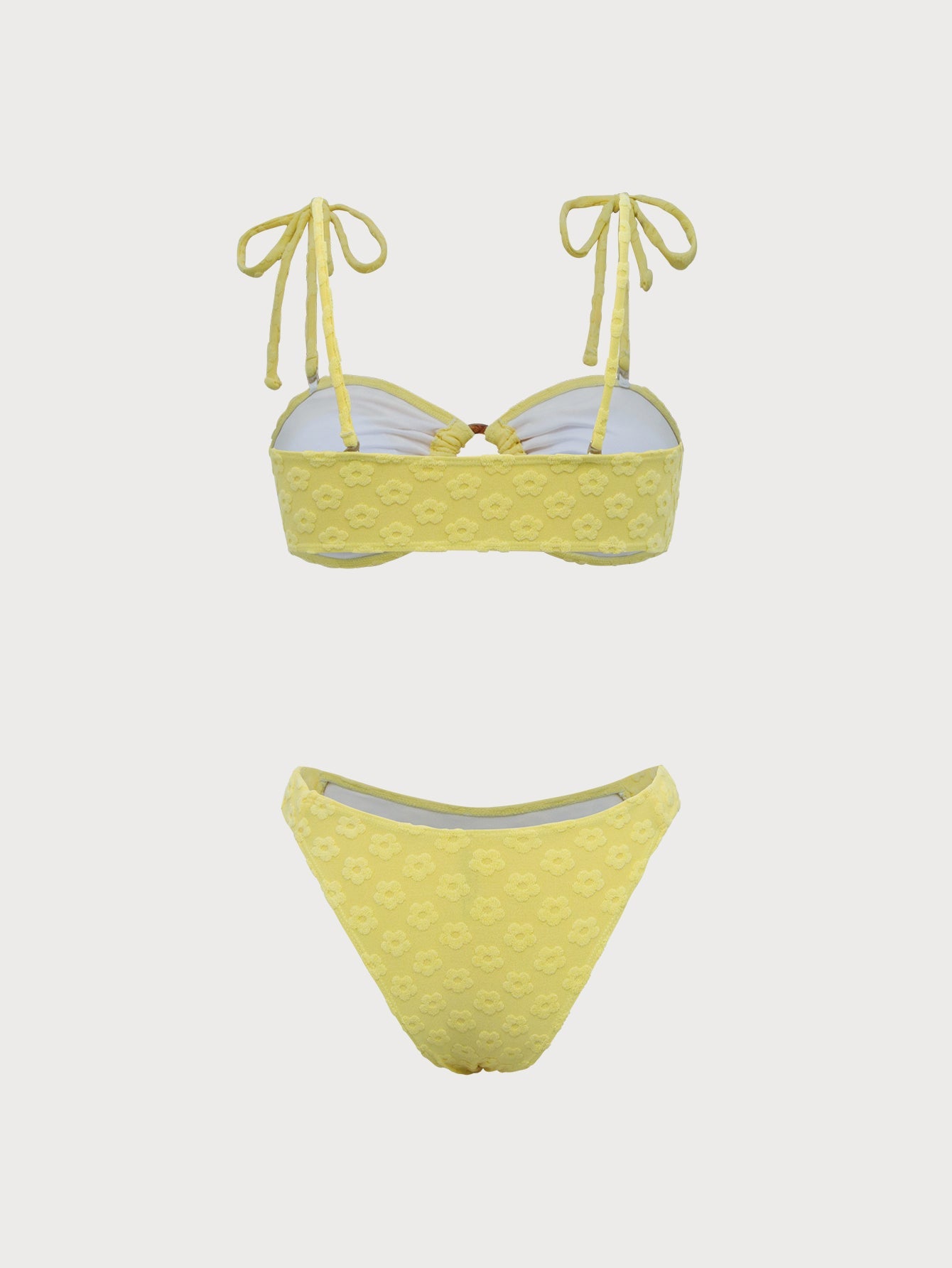 Yellow Jacquard O-Ring Bikini Set