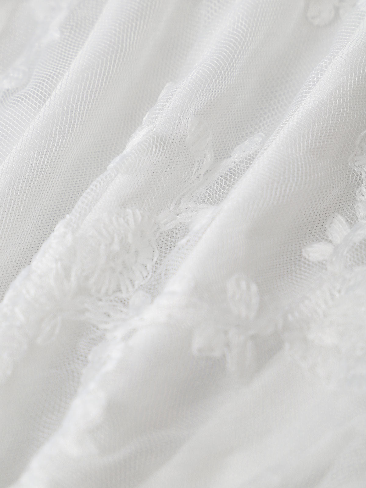 White Tulle Embroidered Long Skirt