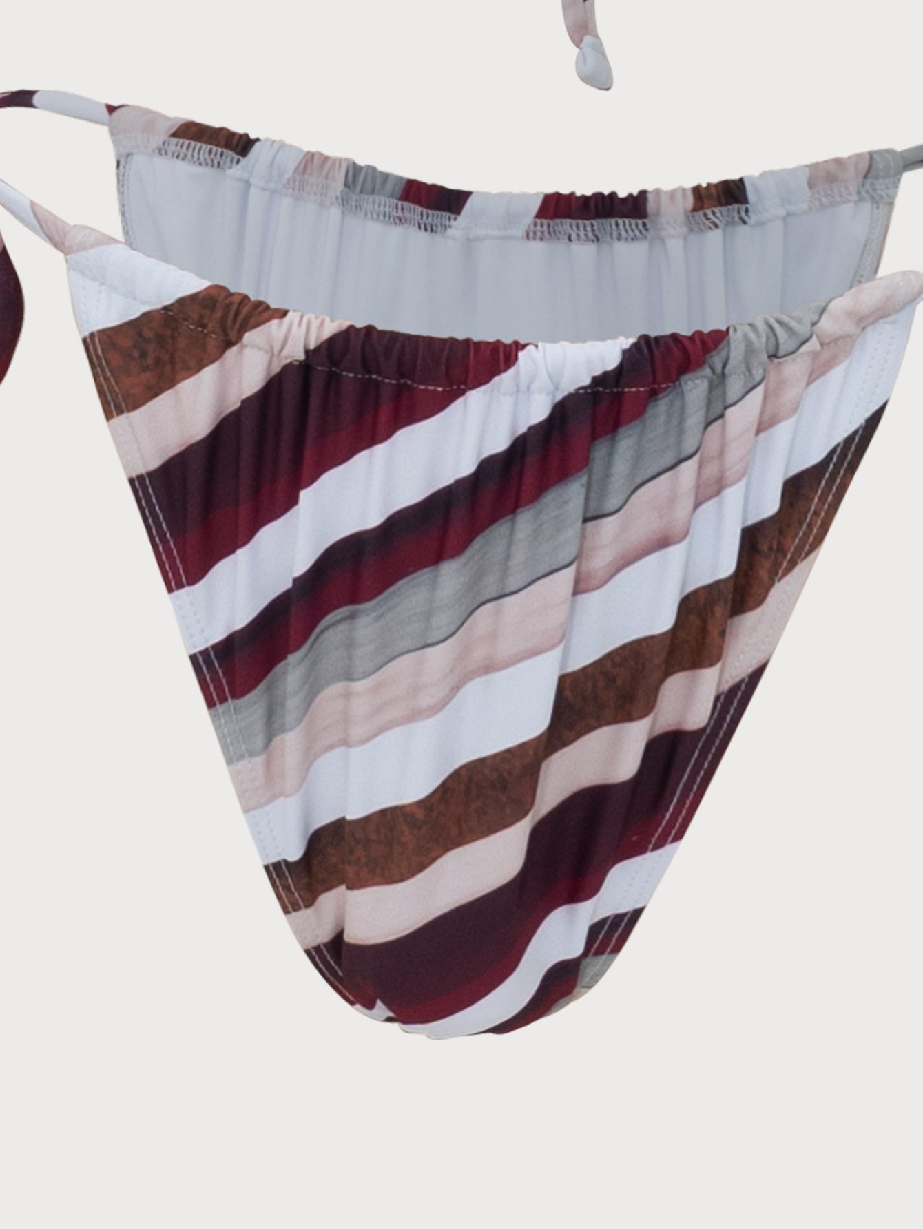 Brown Striped Triangle Bikini Set