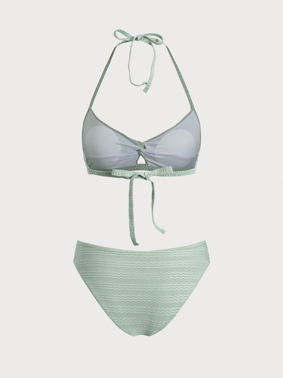 Grey Green Twist Cutout Bikini Set