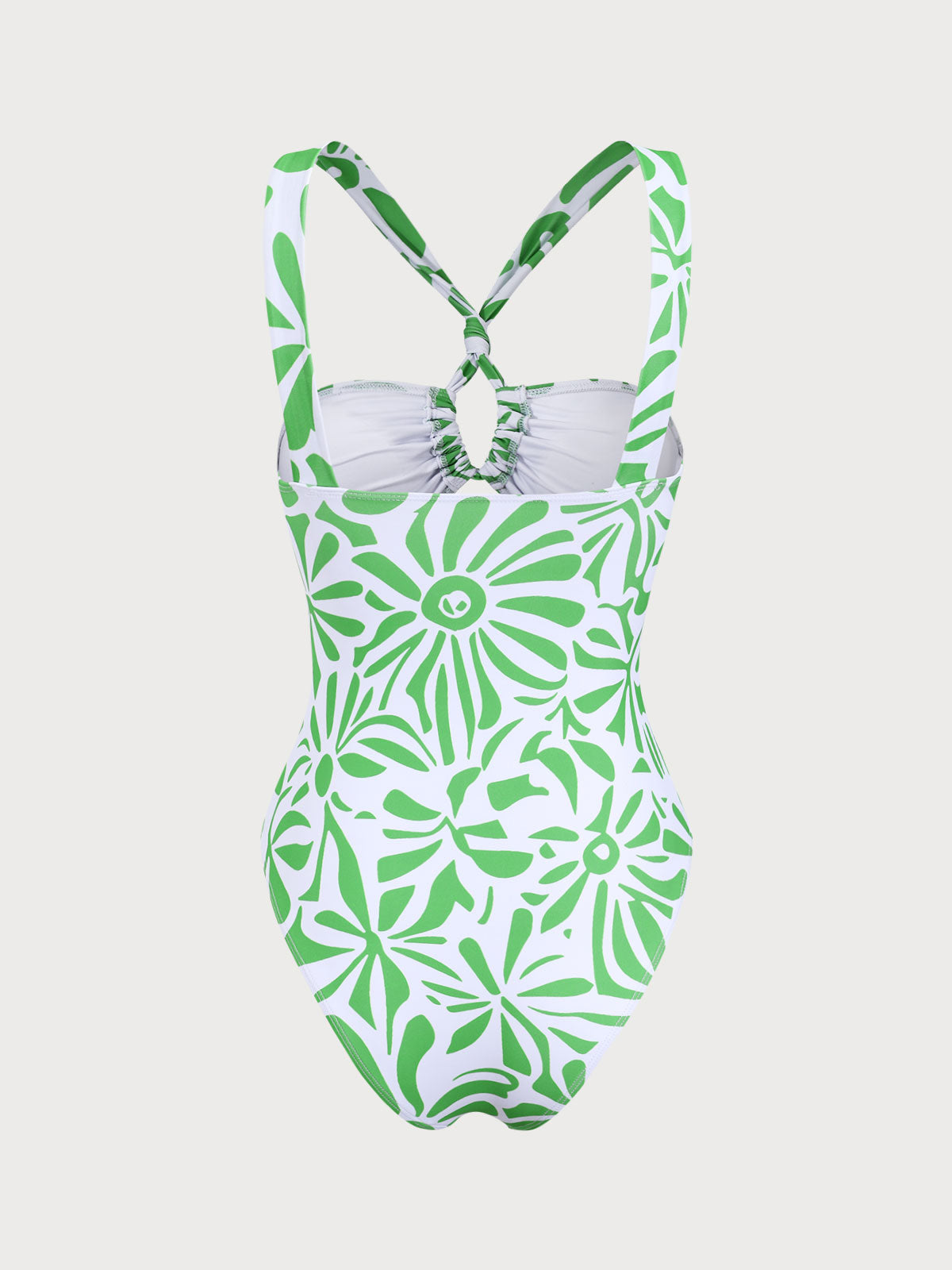 Green Printed Twist Cutout Swimsuit