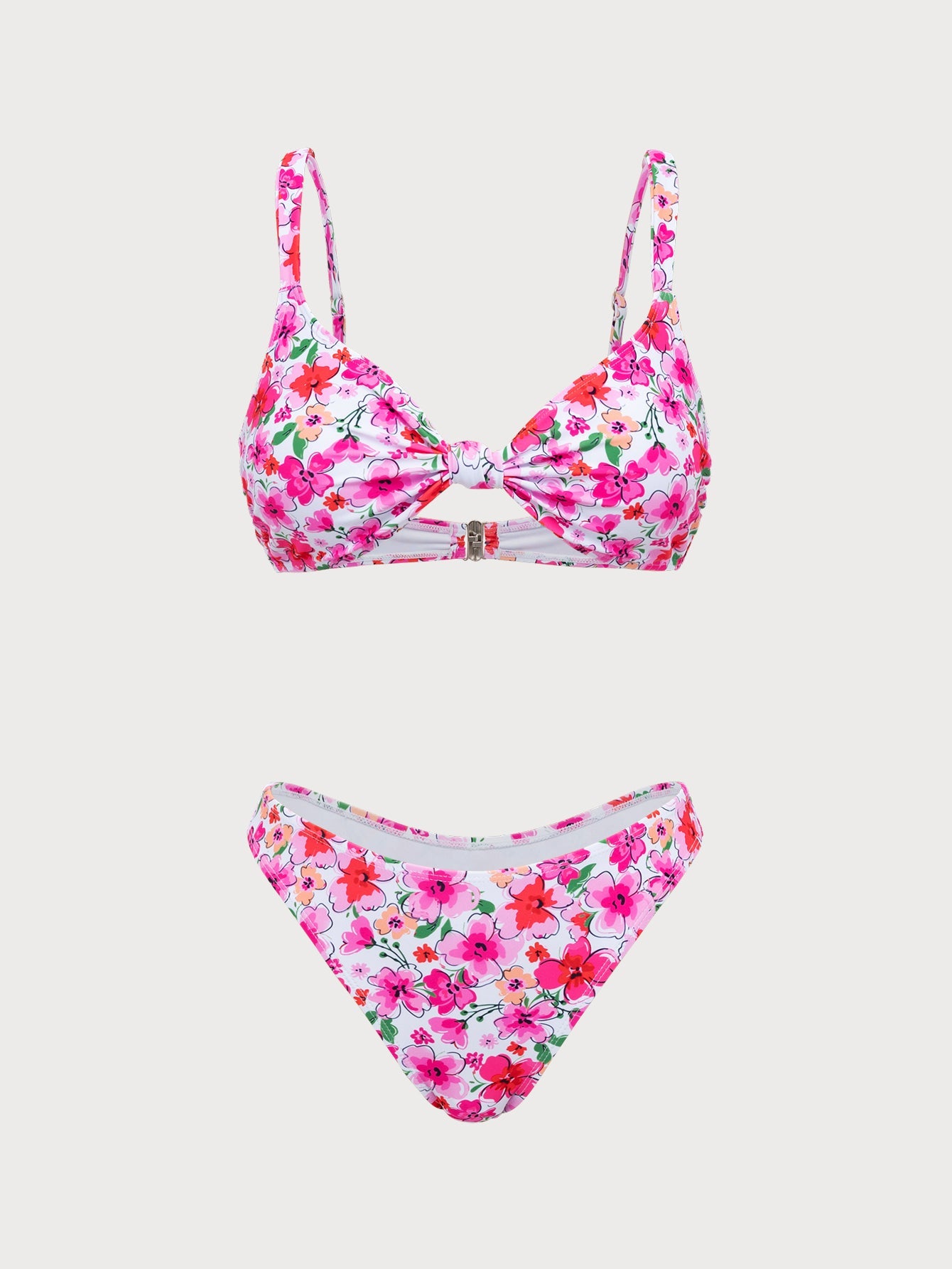 Pink Floral Twist Bikini Set