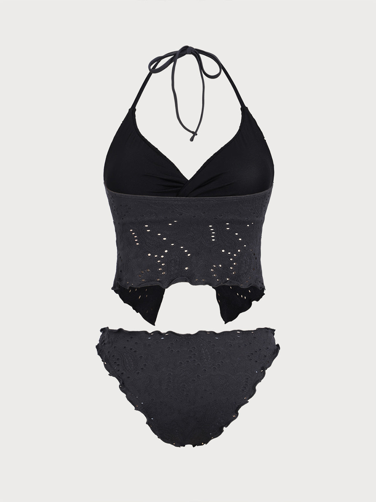Black Geometric Twist Tankini Swimsuit
