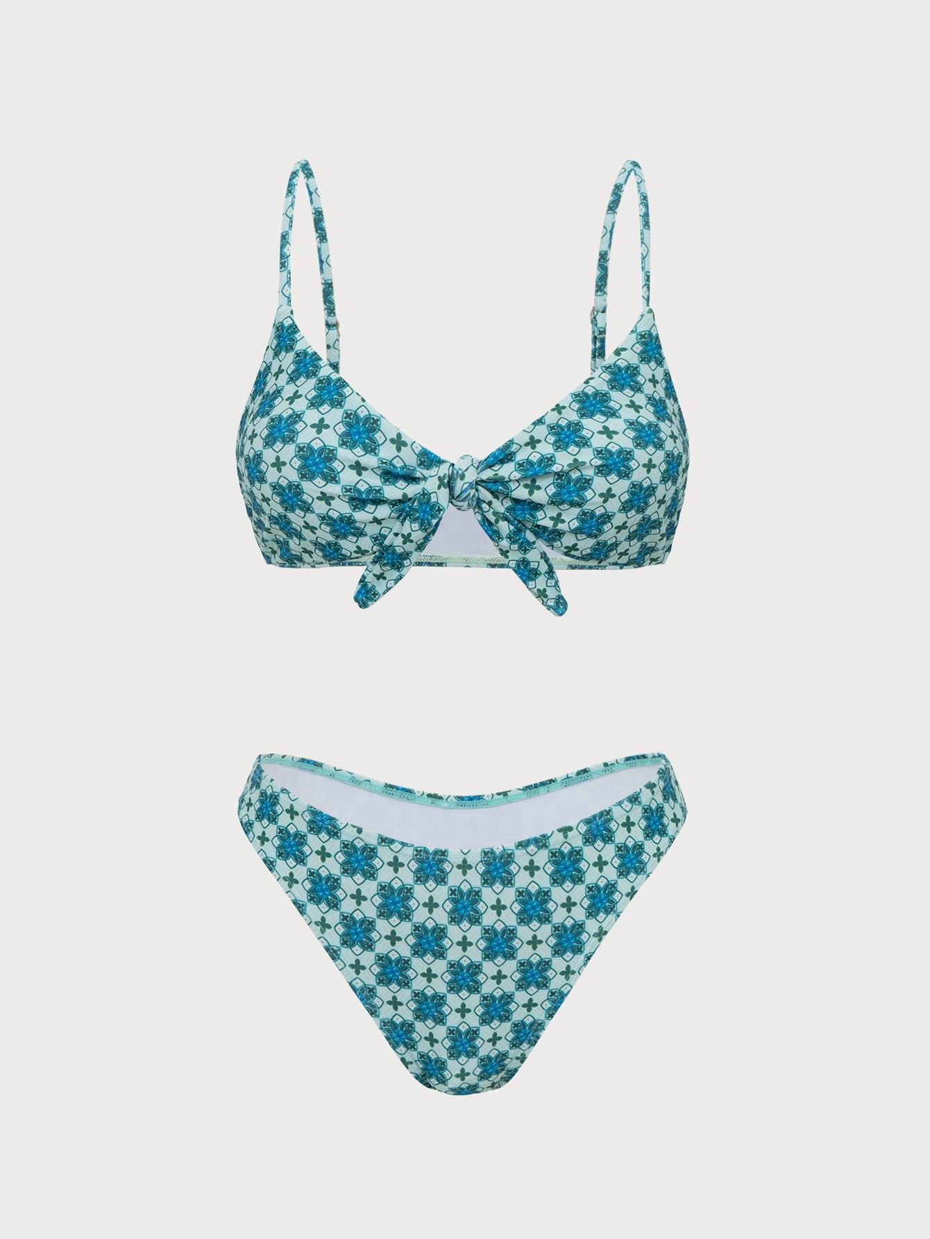 Green Twist Vintage Print Bikini Set