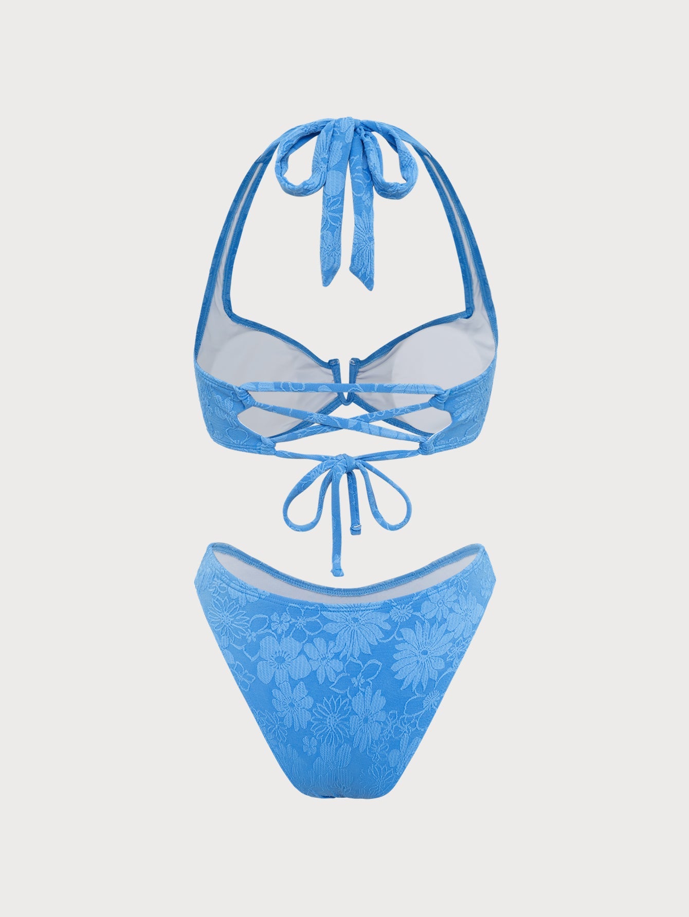 Blue U-Shaped Bikini Set