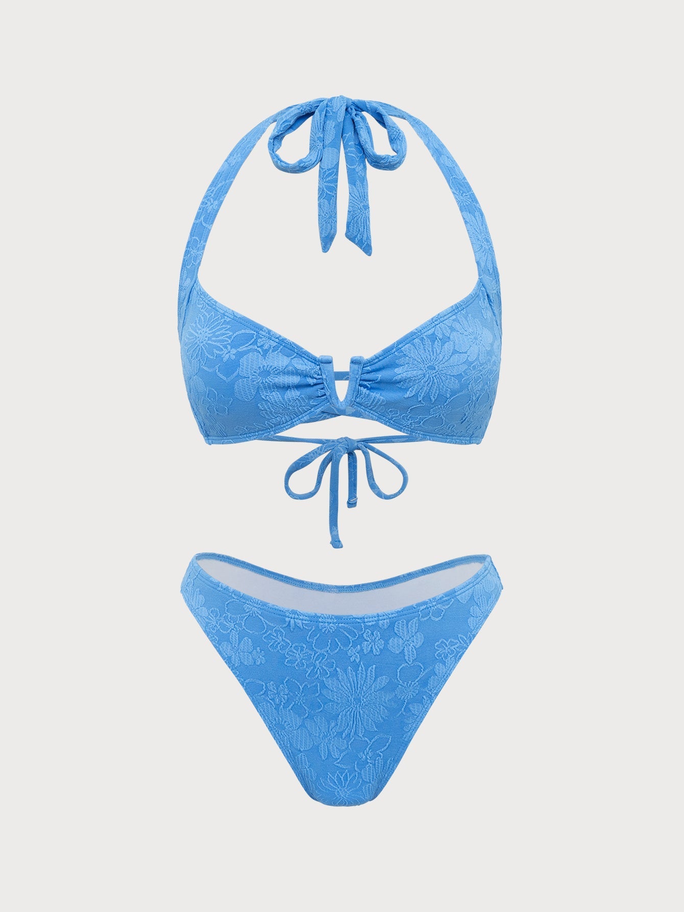 Blue U-Shaped Bikini Set