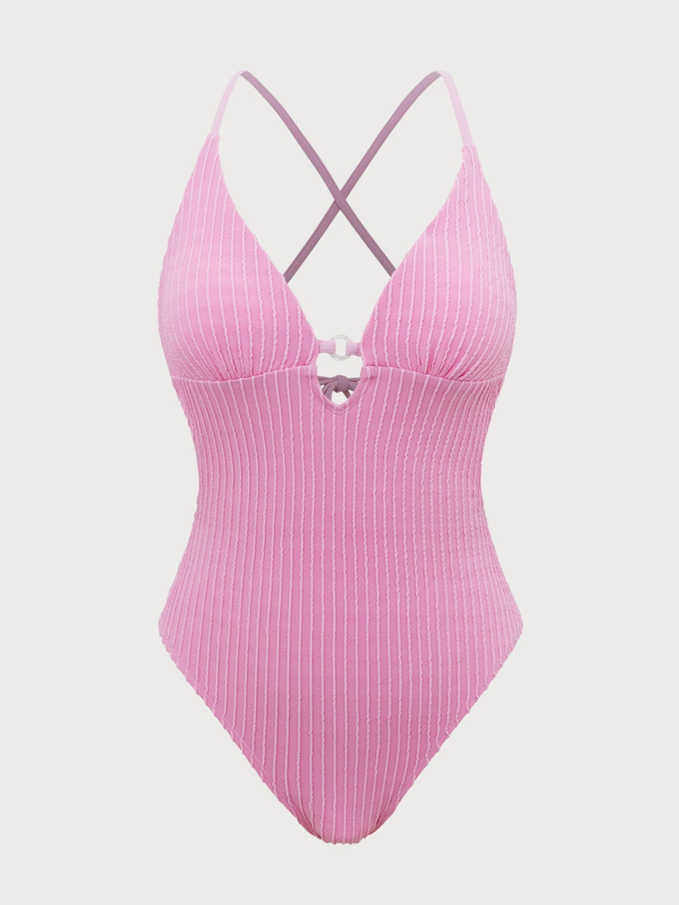 Pink Cutout O-Ring One-Piece Swimsuit