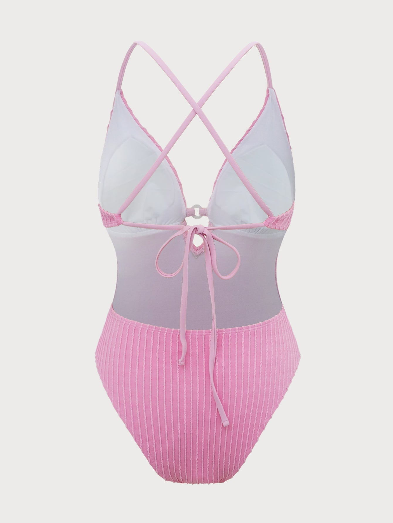 Pink Cutout O-Ring One-Piece Swimsuit