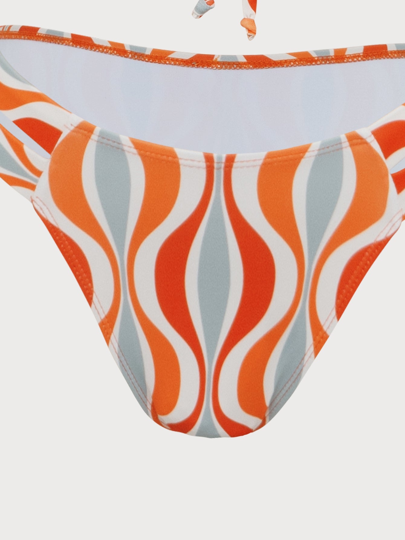 Orange Wave Print Bikini Set