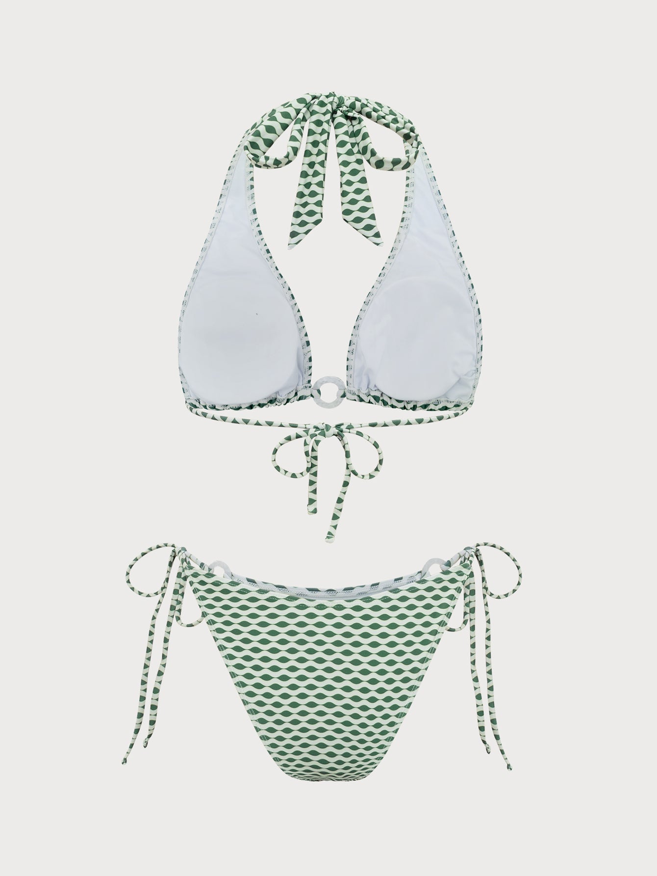 Green Geometric Hoop Bikini Set