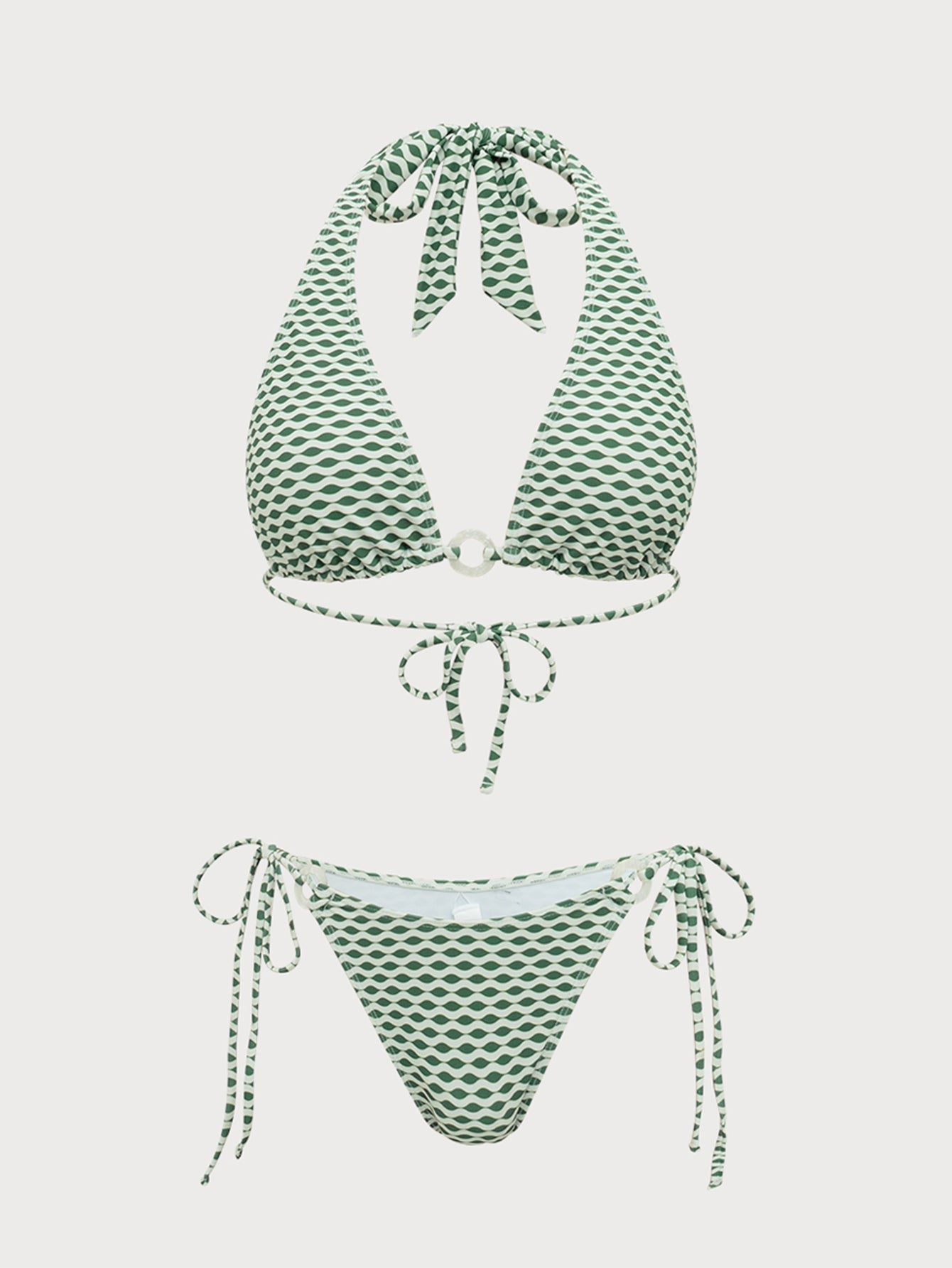 Green Geometric Hoop Bikini Set