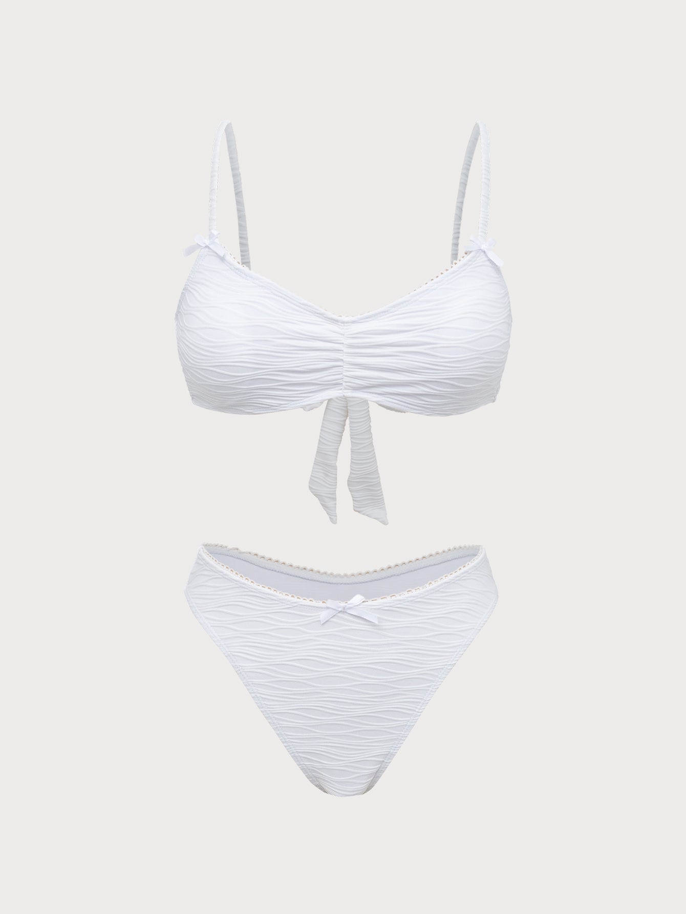 Wave Textured Ruched Bikini Set