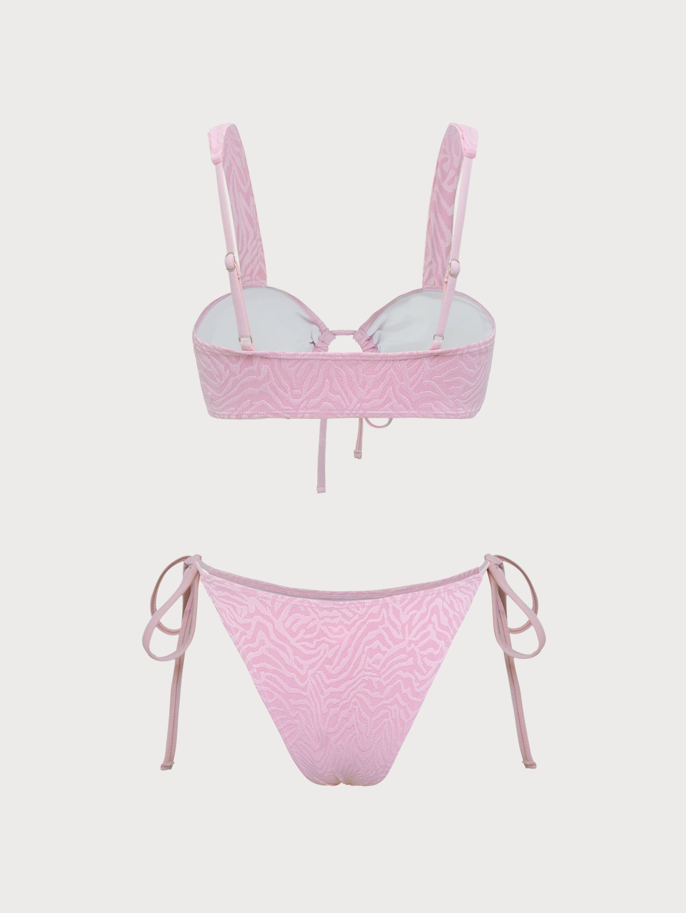 Pink Zebra Pattern Hollow Bikini Set