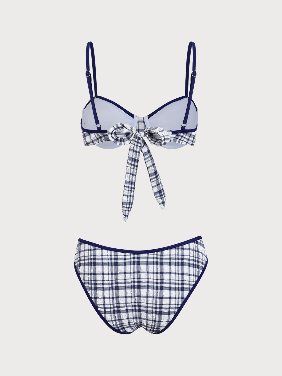 Blue Plaid Underwire Bikini Set