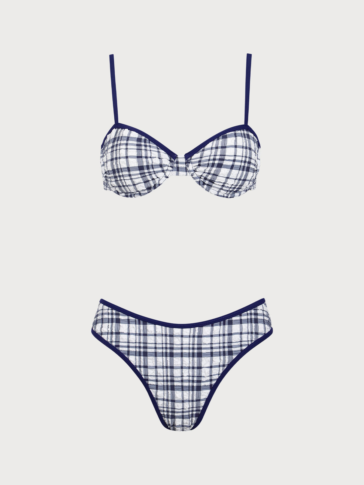 Blue Plaid Underwire Bikini Set