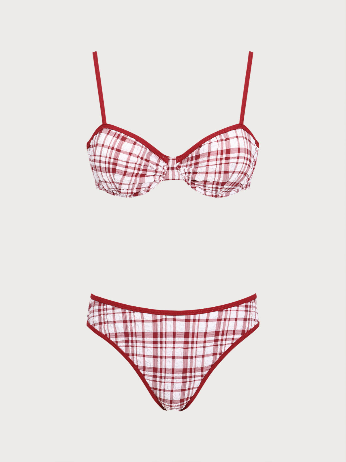 Blue Plaid Underwire Bikini Set