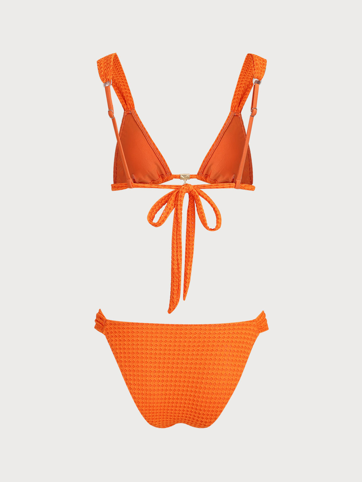 Orange Woven Ruched Bikini Set