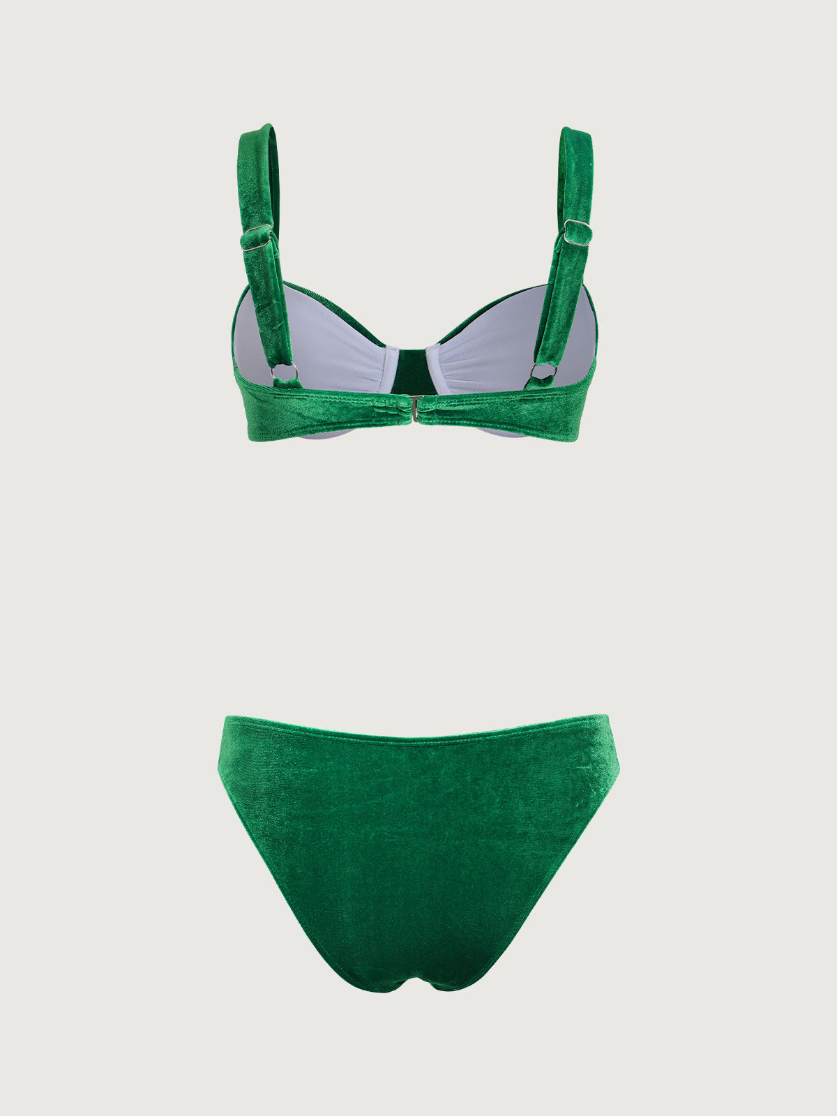 Green Mercerized Velvet Underwire Bikini Set