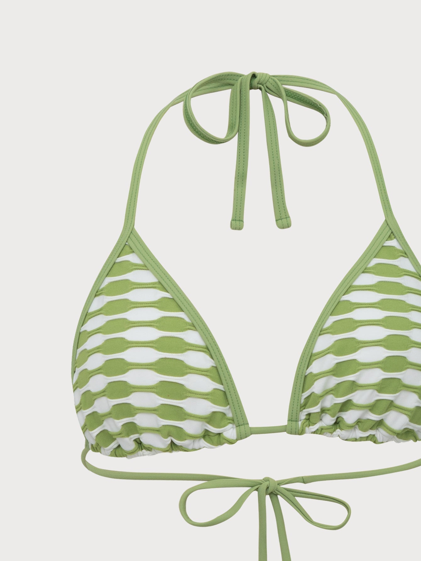 Green Contrast Geometric Bikini Set