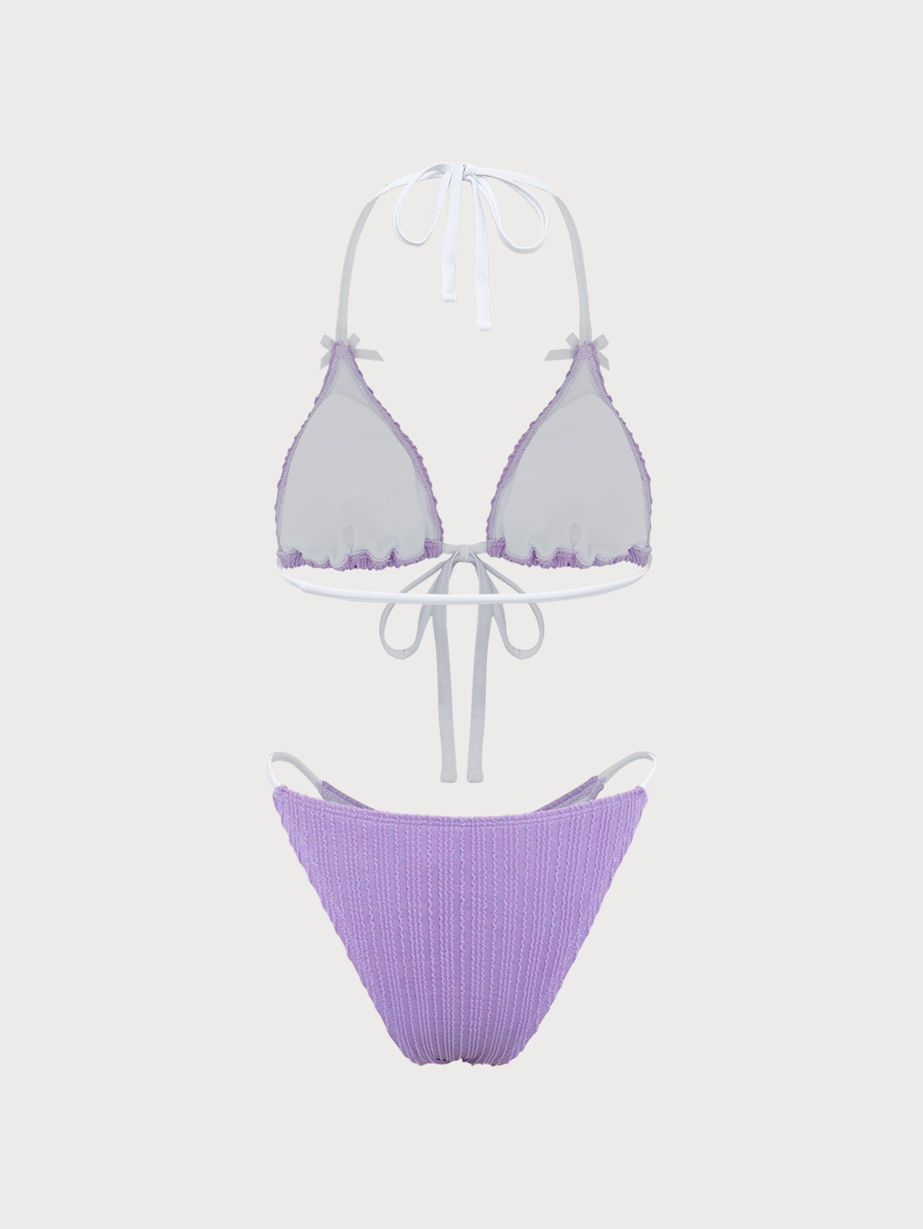 Purple Contrast Bow Bikini Set