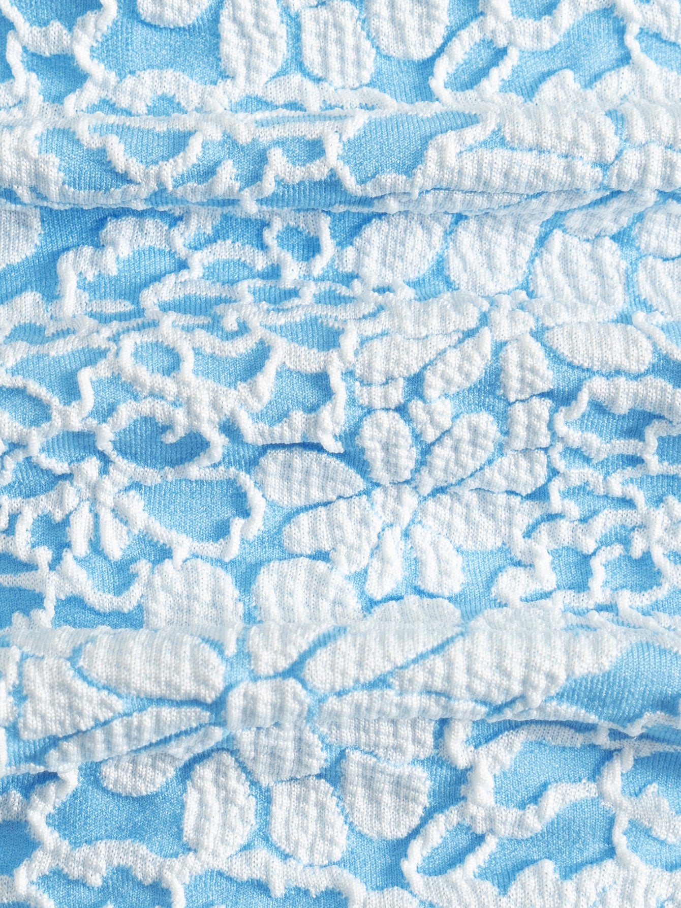 Blue Jacquard Contrast Color Bikini Set