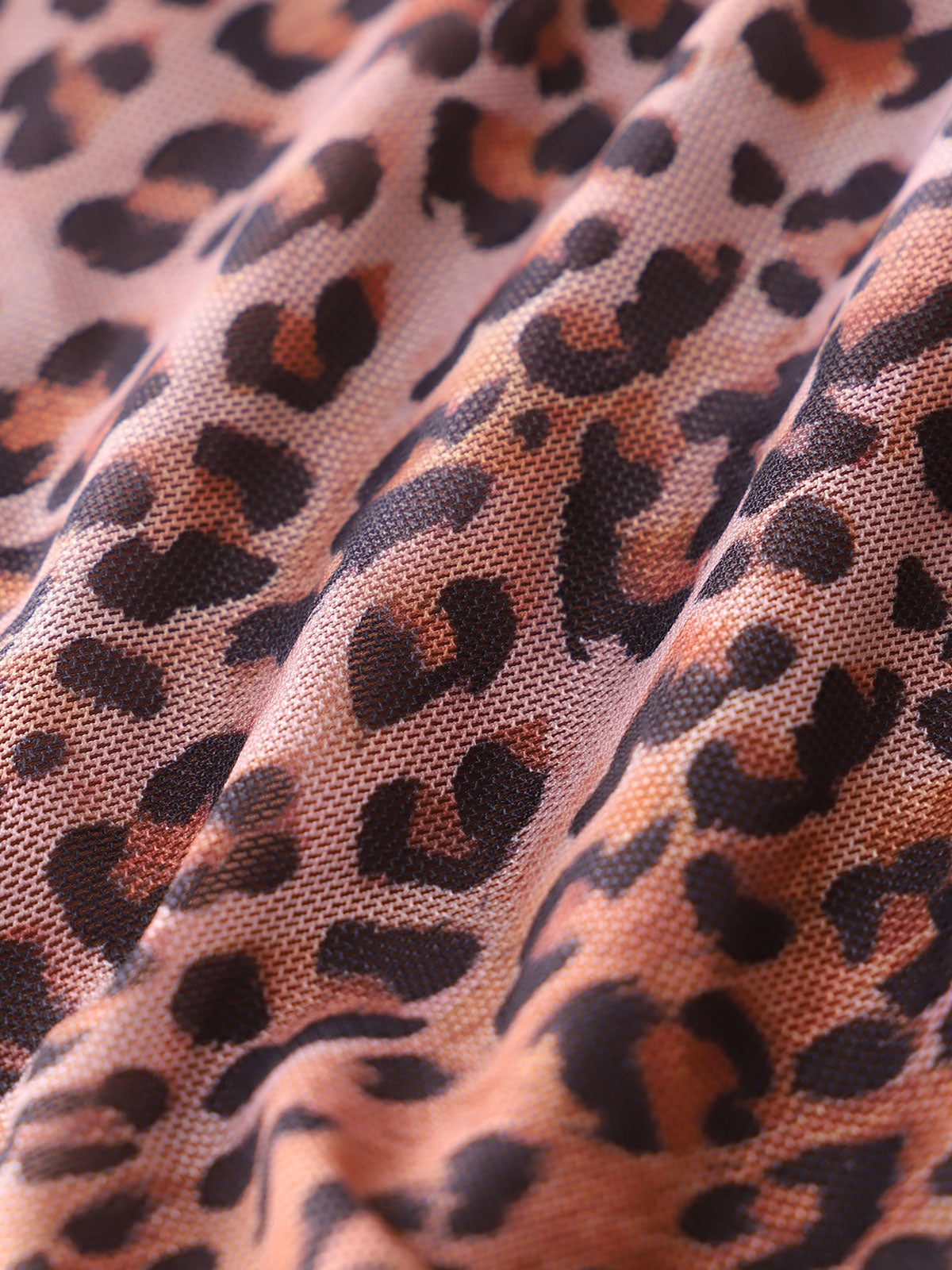 Brown Leopard Print Mesh Tankini Set