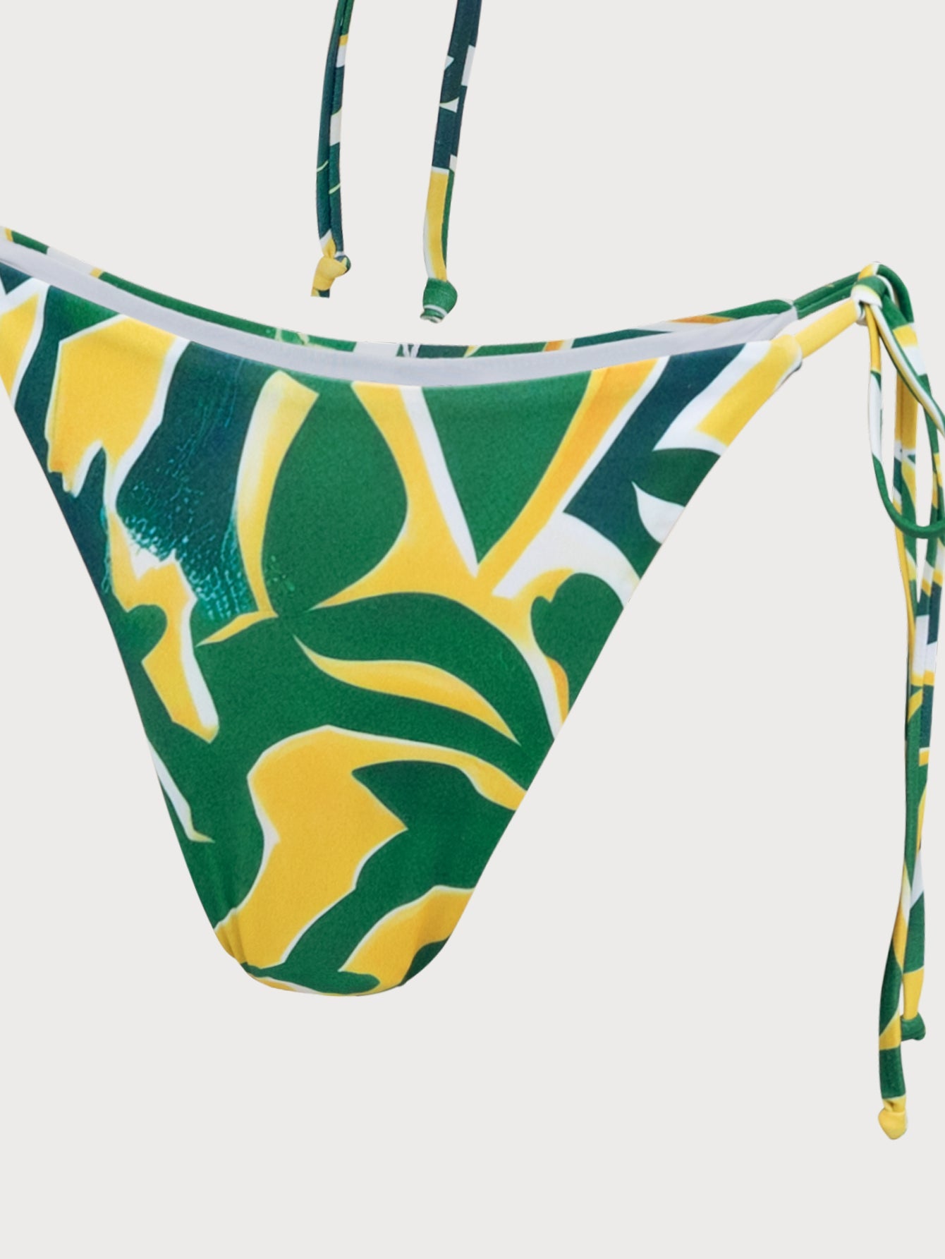 Green Tropical Print Bikini Set