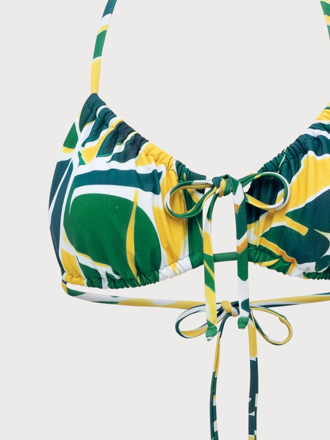 Green Tropical Print Bikini Set