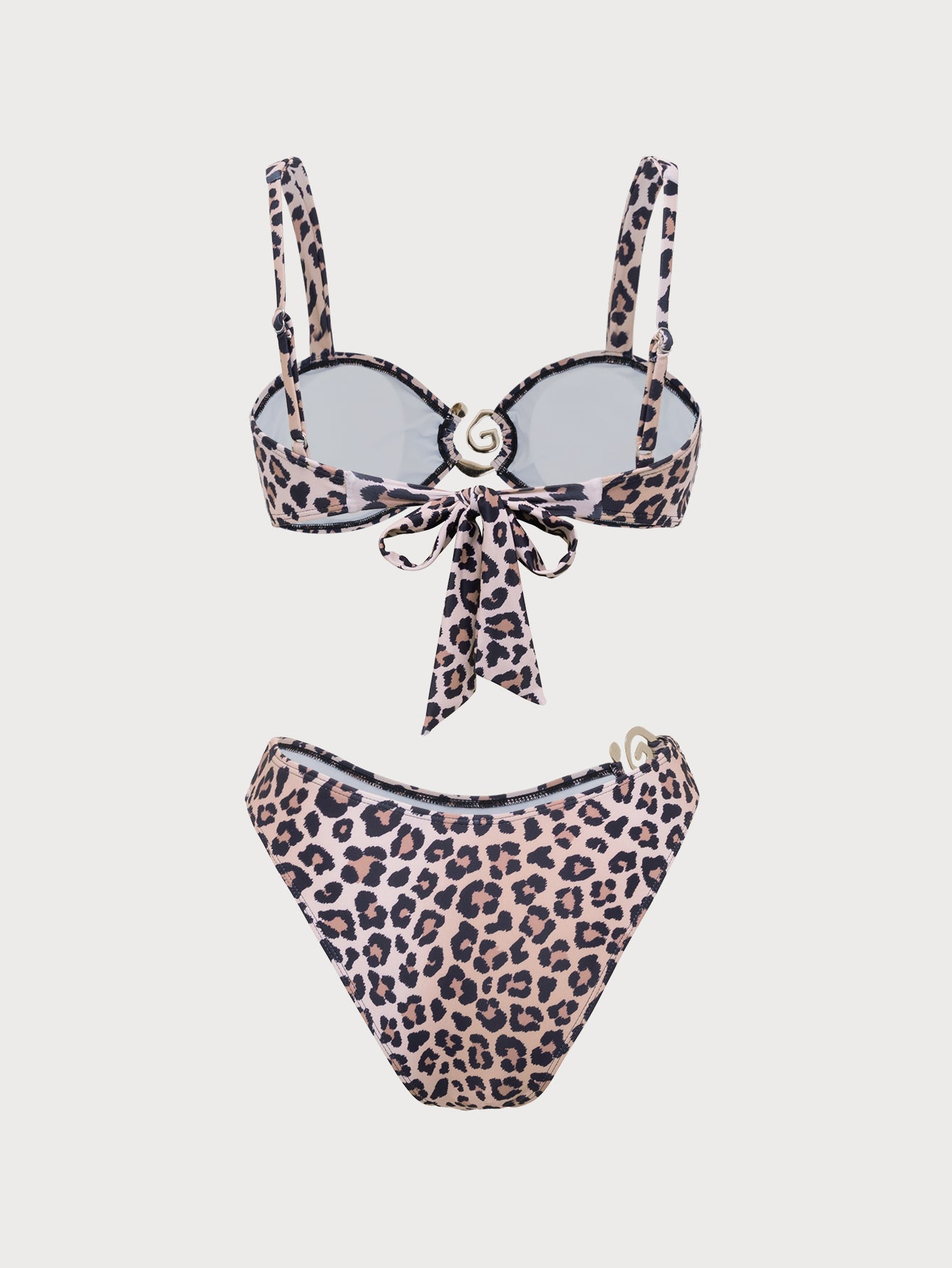 Brown cutout leopard print bikini set