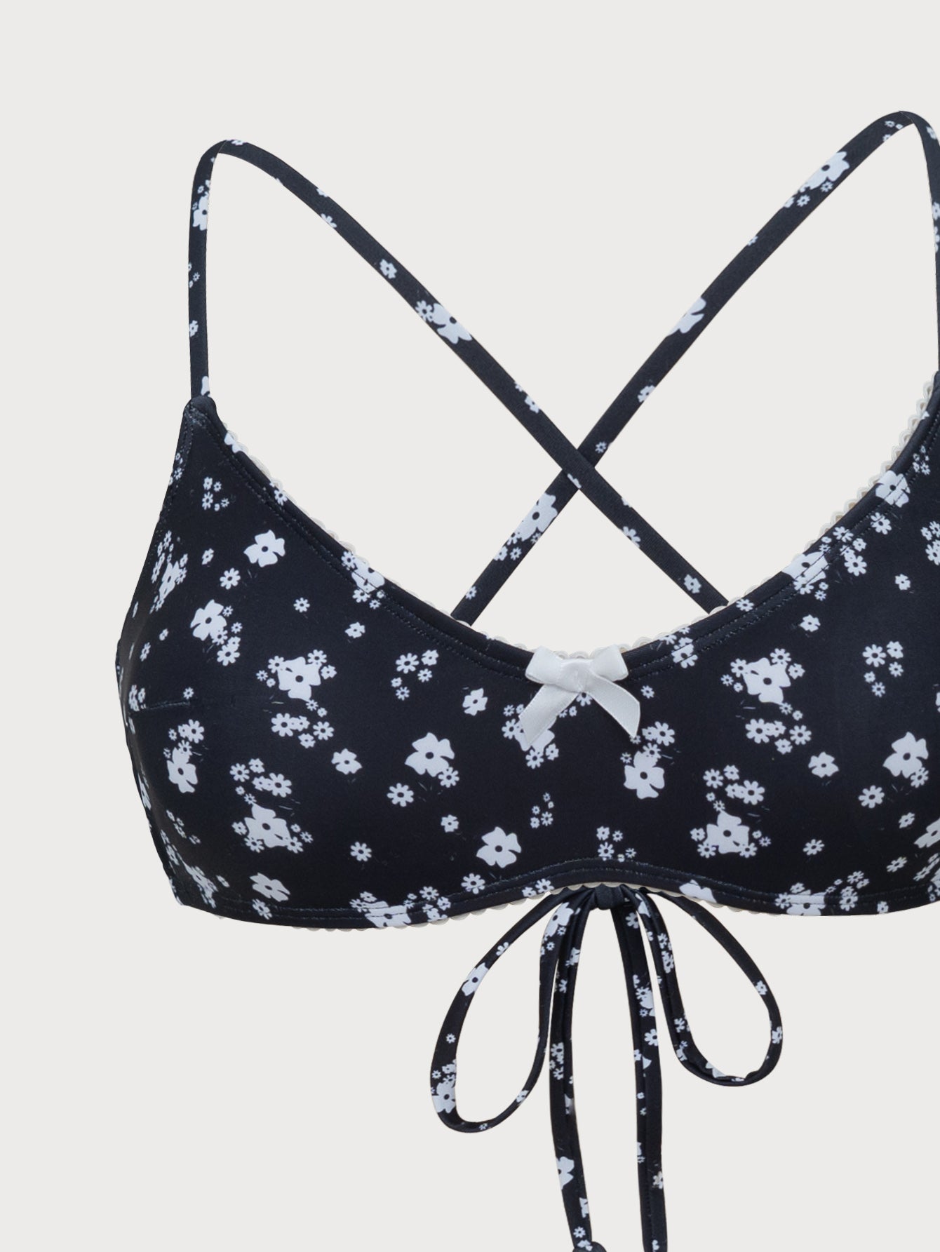 Black Print Contrast X Cross Bikini Set