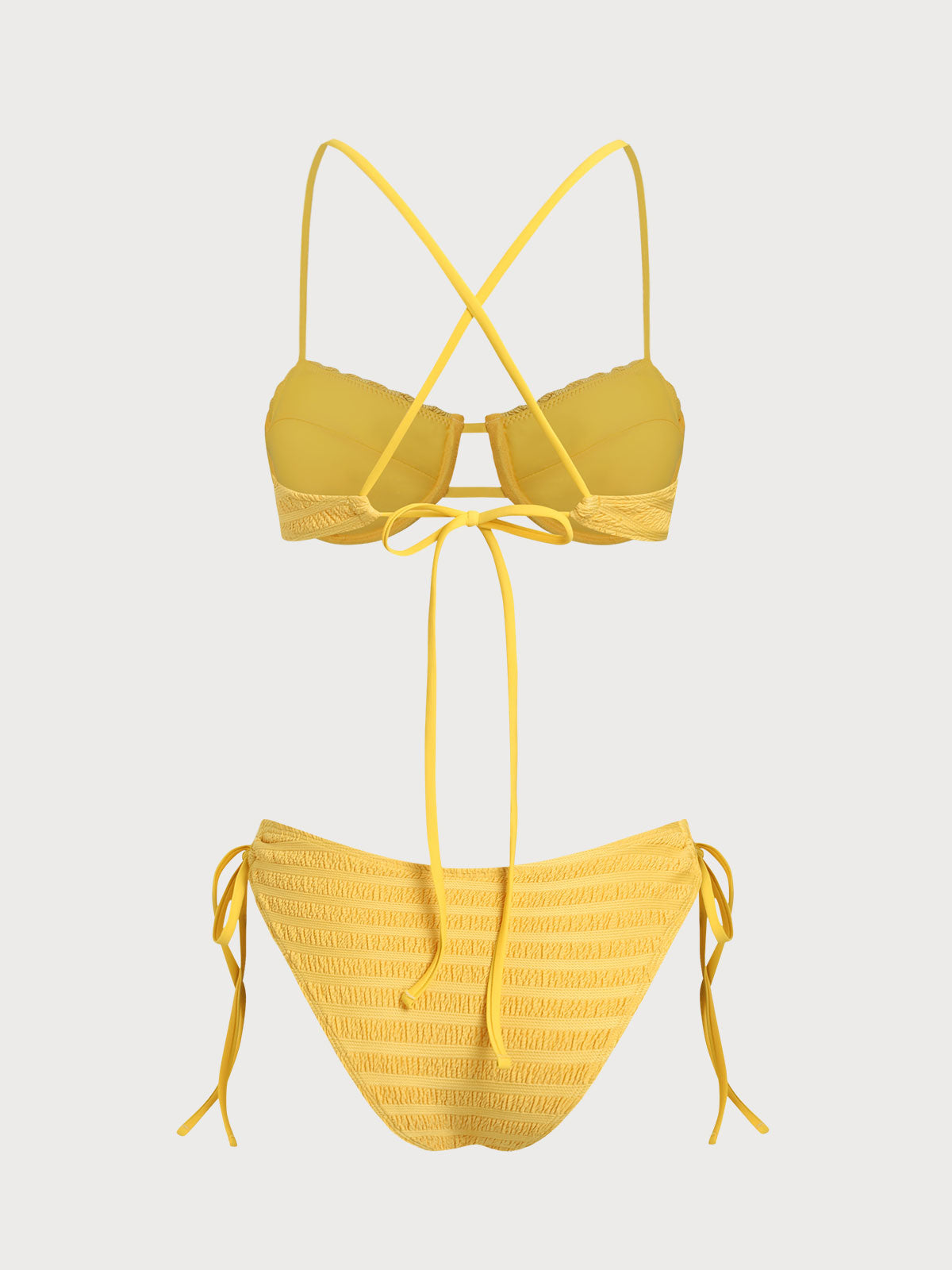 Yellow Ruched Underwire Bikini Set
