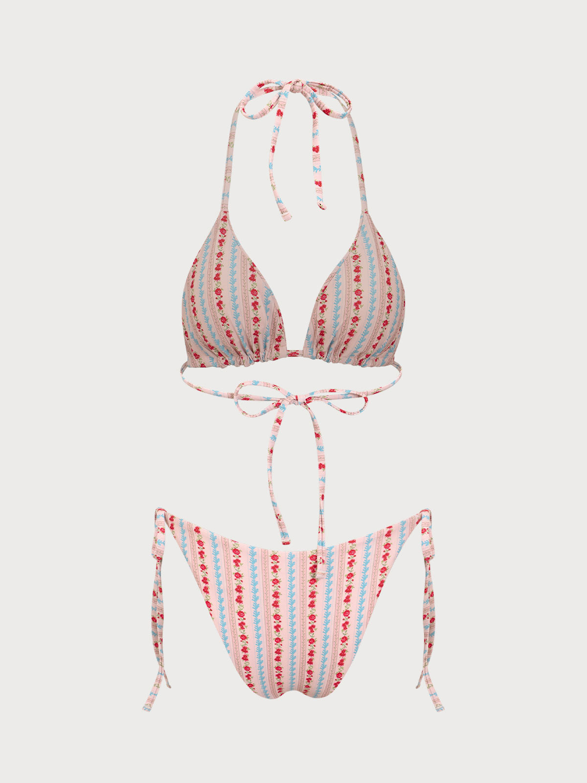 Vintage Rose Print Bikini Set