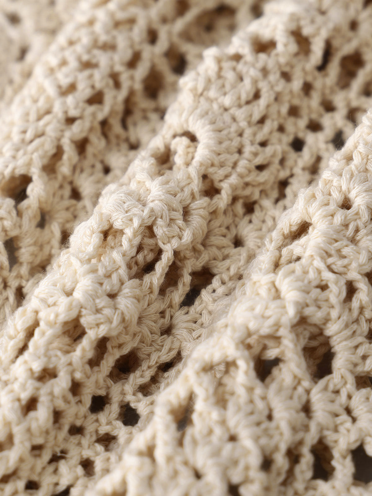 Beige Acrylic Knit Crochet Shorts