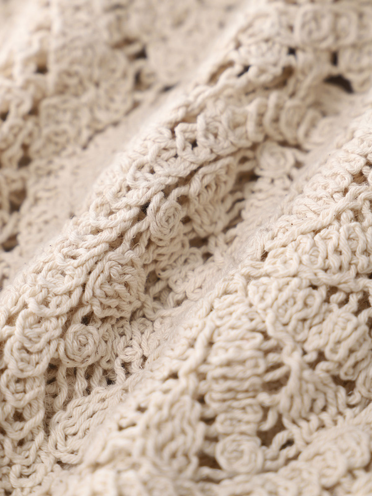 Apricot Crochet Net Button Vest Blouse