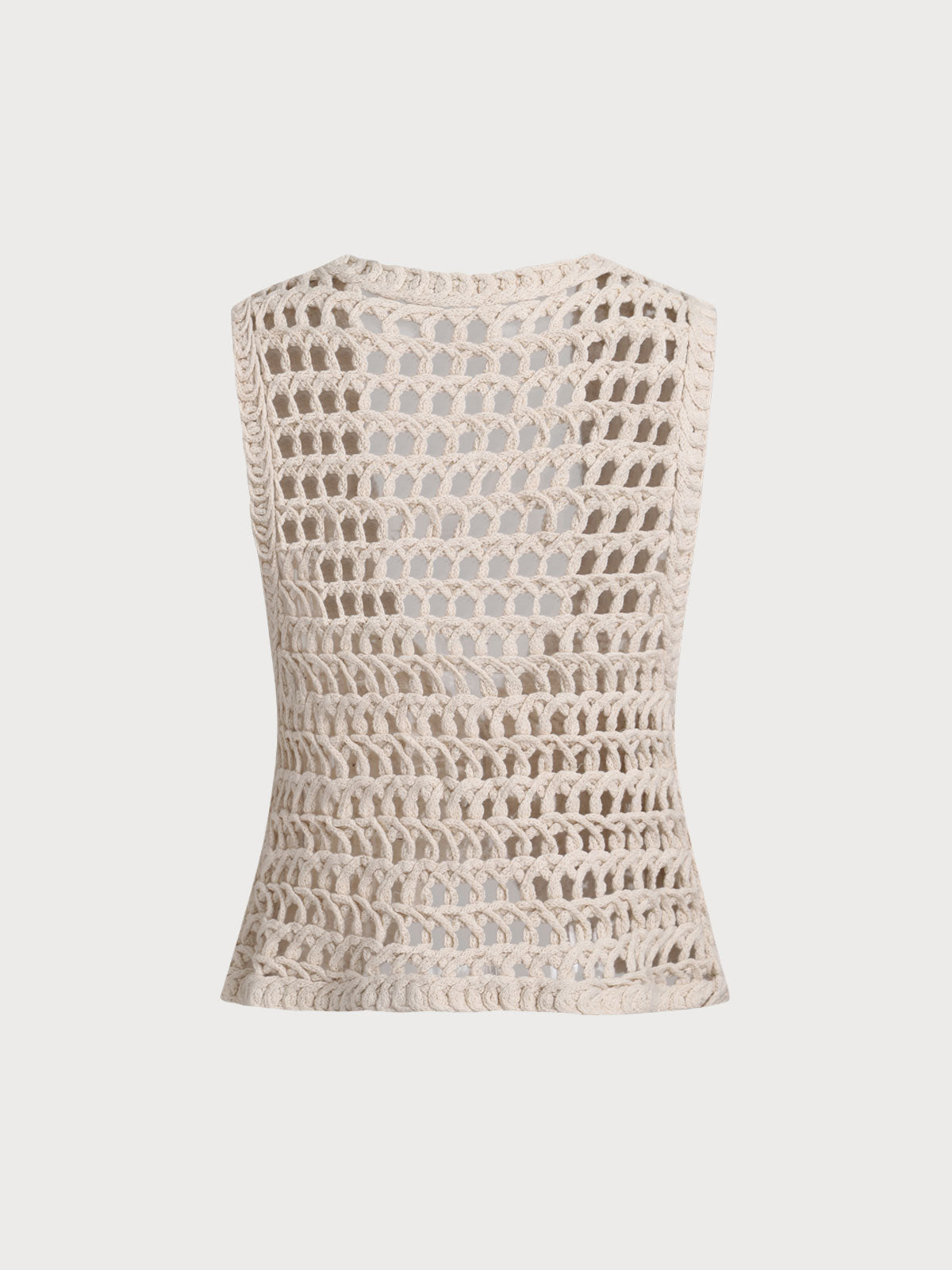 Apricot Crochet Net Tie Front Vest Blouse